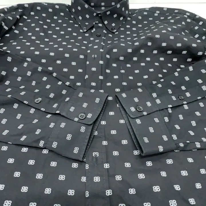 Balenciaga Balenciaga Balenciaga Black Logo Print Long Sleeve Shirt - Size US M / EU 48-50 / 2 - 9 Thumbnail