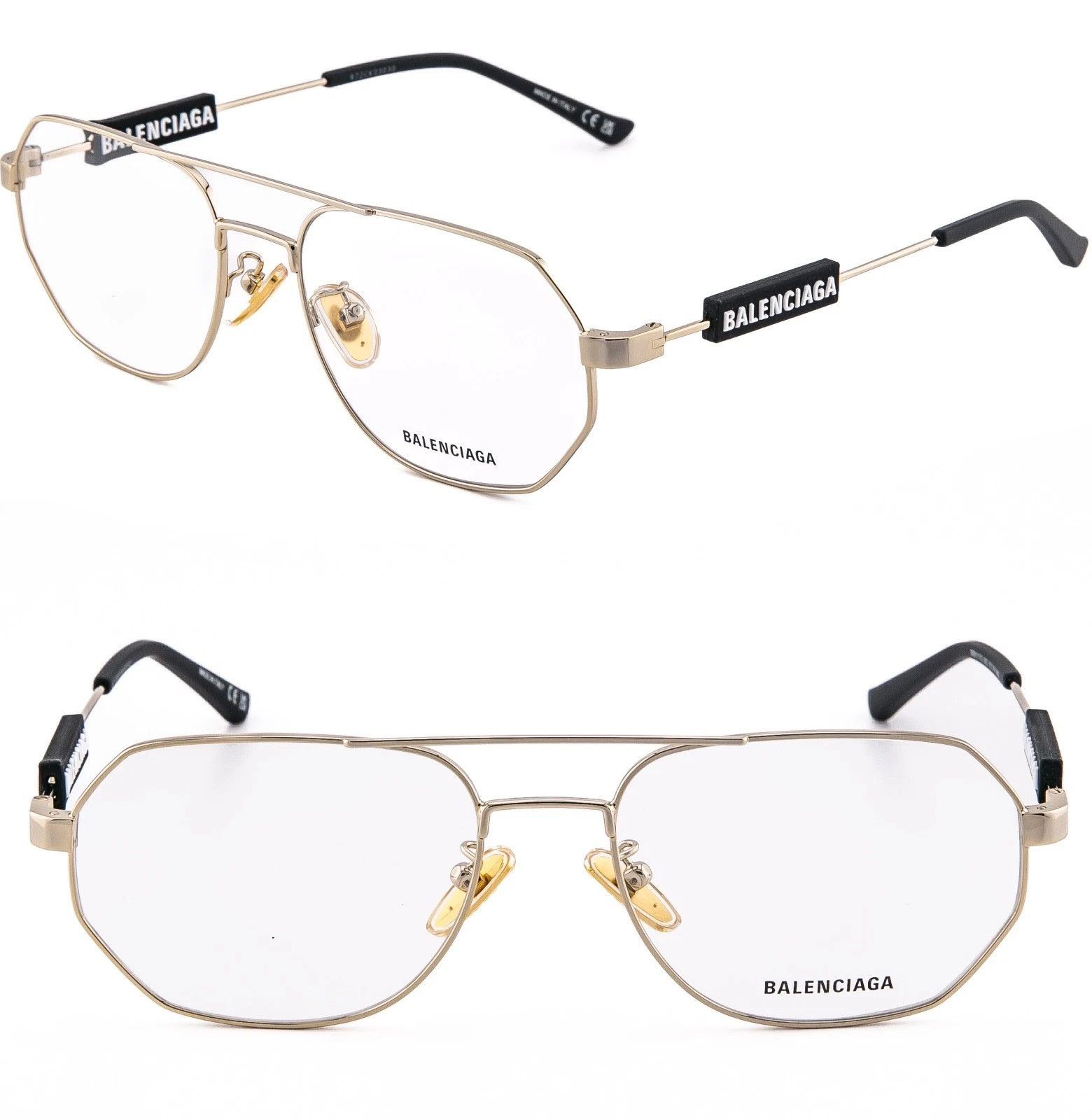 Balenciaga BALENCIAGA TAG 0117 Gold Unisex Aviator Eyeglass BB0117O 003 Size ONE SIZE - 1 Thumbnail
