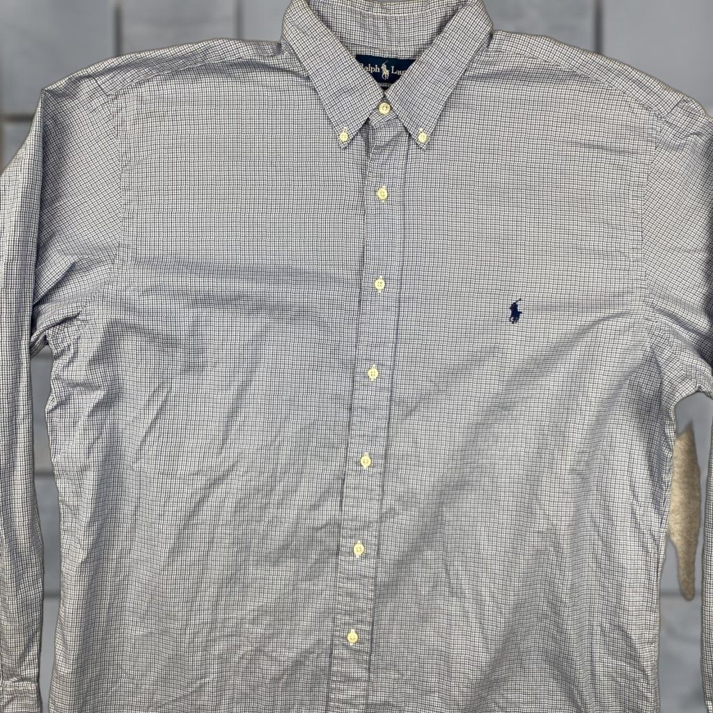 Ralph Lauren Ralph Lauren Button-Down Shirt Men XLT Blue Houndstooth Long Sleeve Classic Fit Button-Up Casual Size US XL / EU 56 / 4 - 1 Thumbnail
