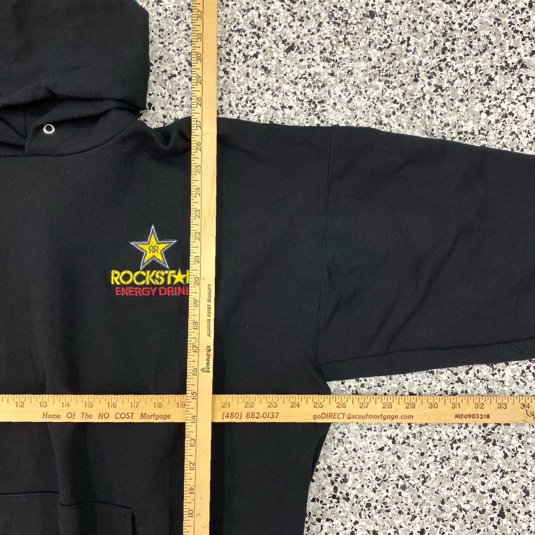 Hanes VINTAGE Rockstar Energy Drink Hoodie Sweatshirt XXL Black Embroidered RR Size US XL / EU 56 / 4 - 3 Thumbnail
