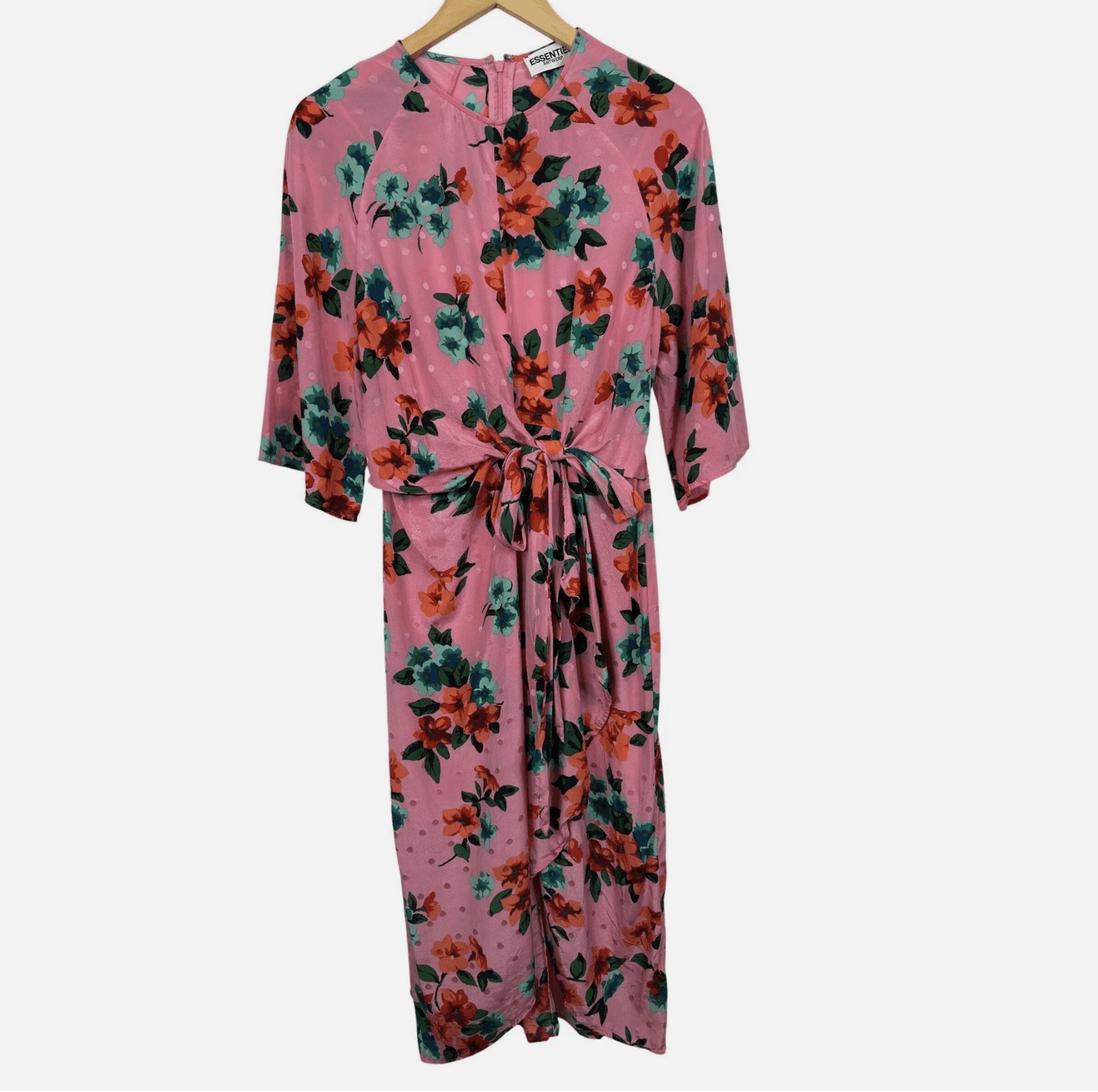 Essentiel Antwerp ESSENTIEL ANTWERP Vayen Draped Detail Silk Midi Dres Size S / US 4 / IT 40 - 3 Thumbnail