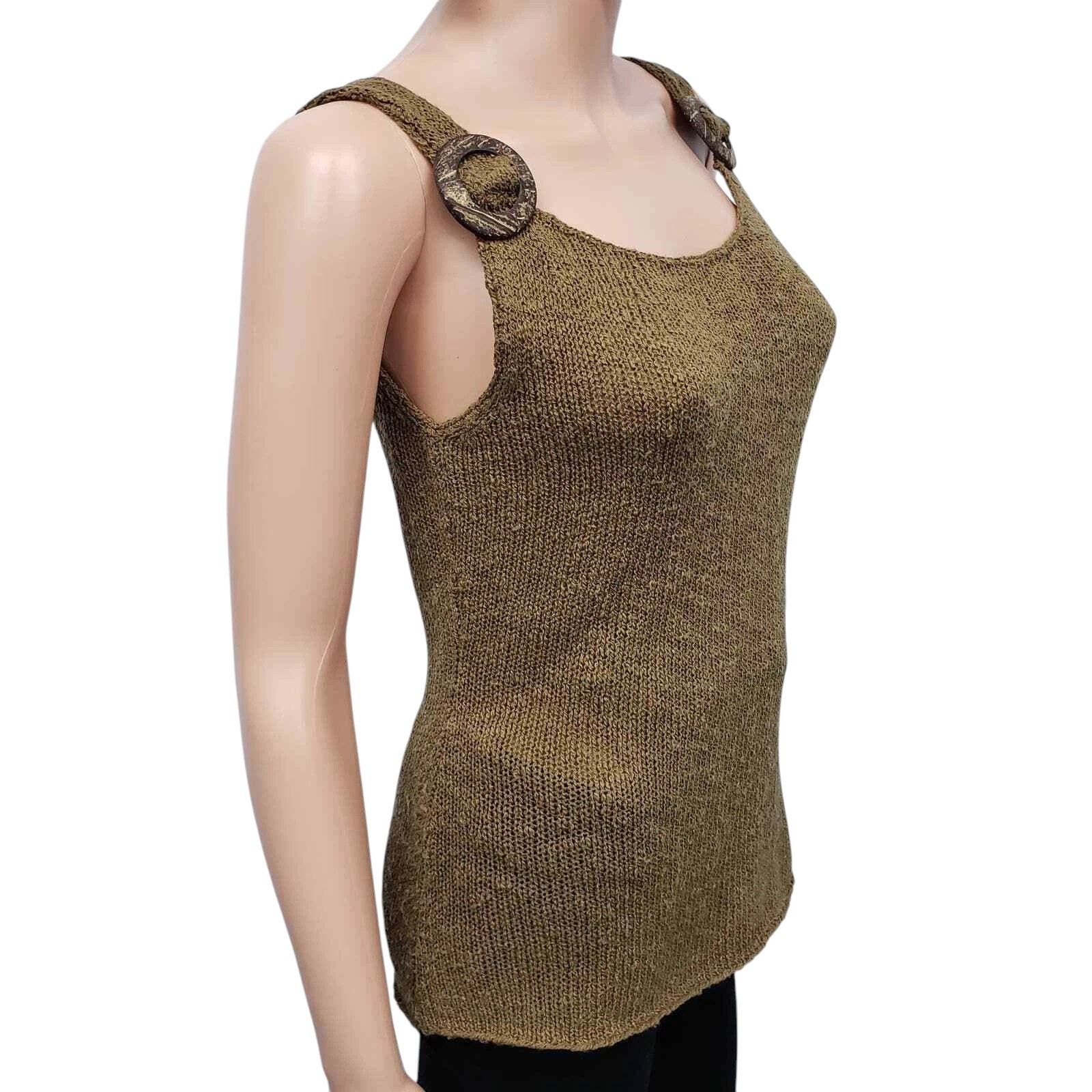 Other Kenar Sleeveless Knit Tank Top Wood Tone Rings Embellishment Size S / US 4 / IT 40 - 5 Thumbnail
