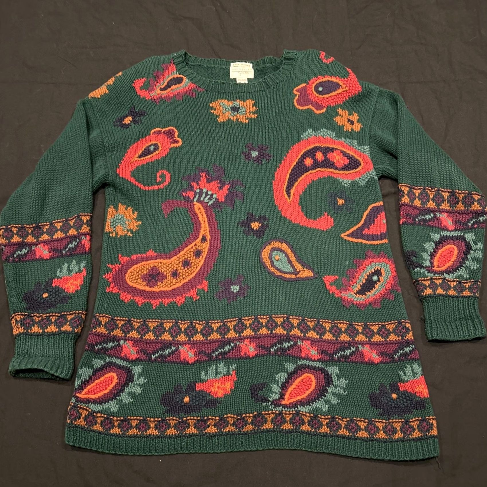 Van Heusen VINTAGE Van Heusen For Her Sweater Womens Green Floral Hand Embroidered 90s Pullover Knit Crew Neck Casual L Green Womens Mens? Nope Size L / US 10 / IT 46 - 2 Thumbnail