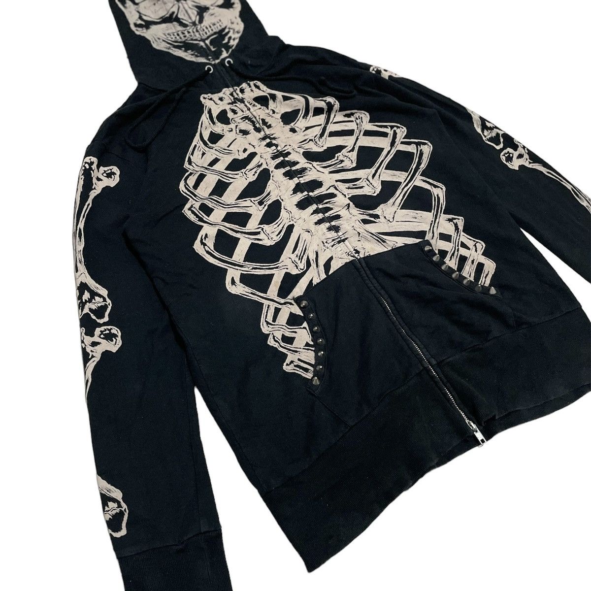 Hysteric Glamour × Japanese Brand Glad News Skeleton Studded Skull Hoodie Size US M / EU 48-50 / 2 - 2 Thumbnail