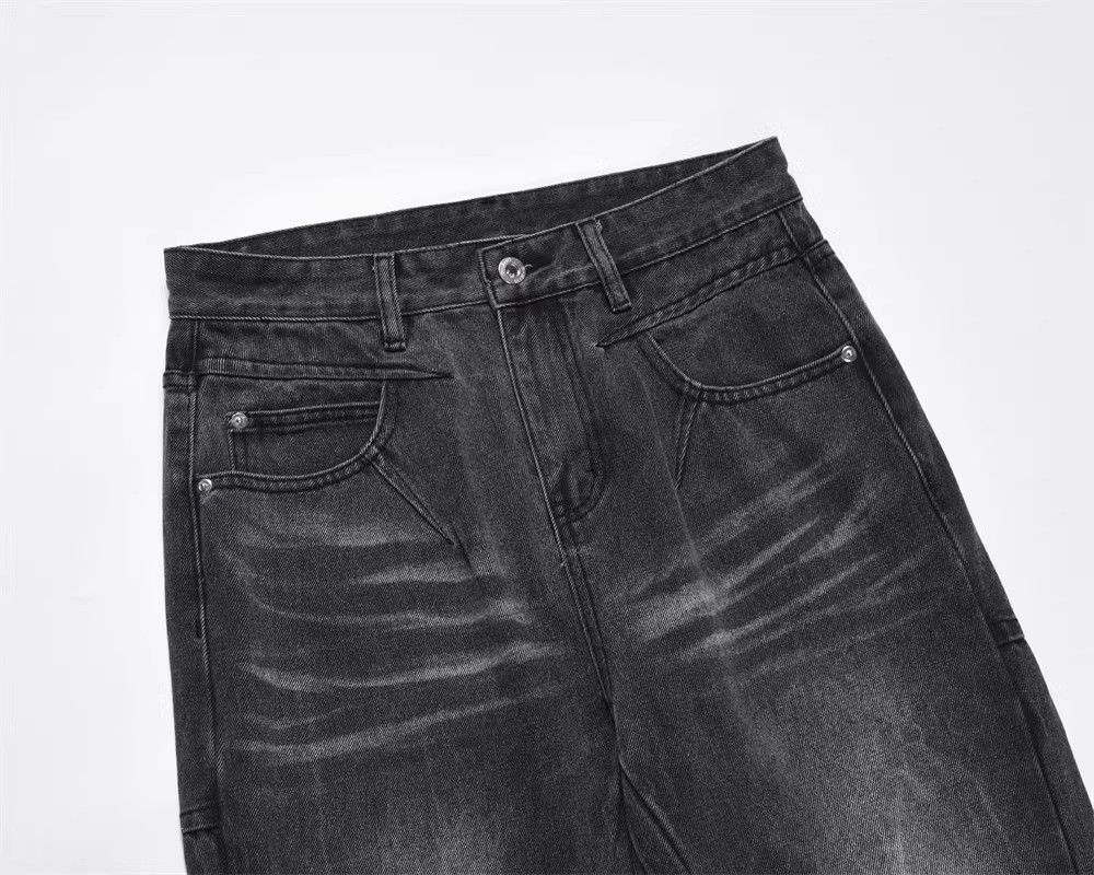 Japanese Brand × Jean Distressed washed loose straight men's split stitching jeans Size US 32 / EU 48 - 3 Thumbnail