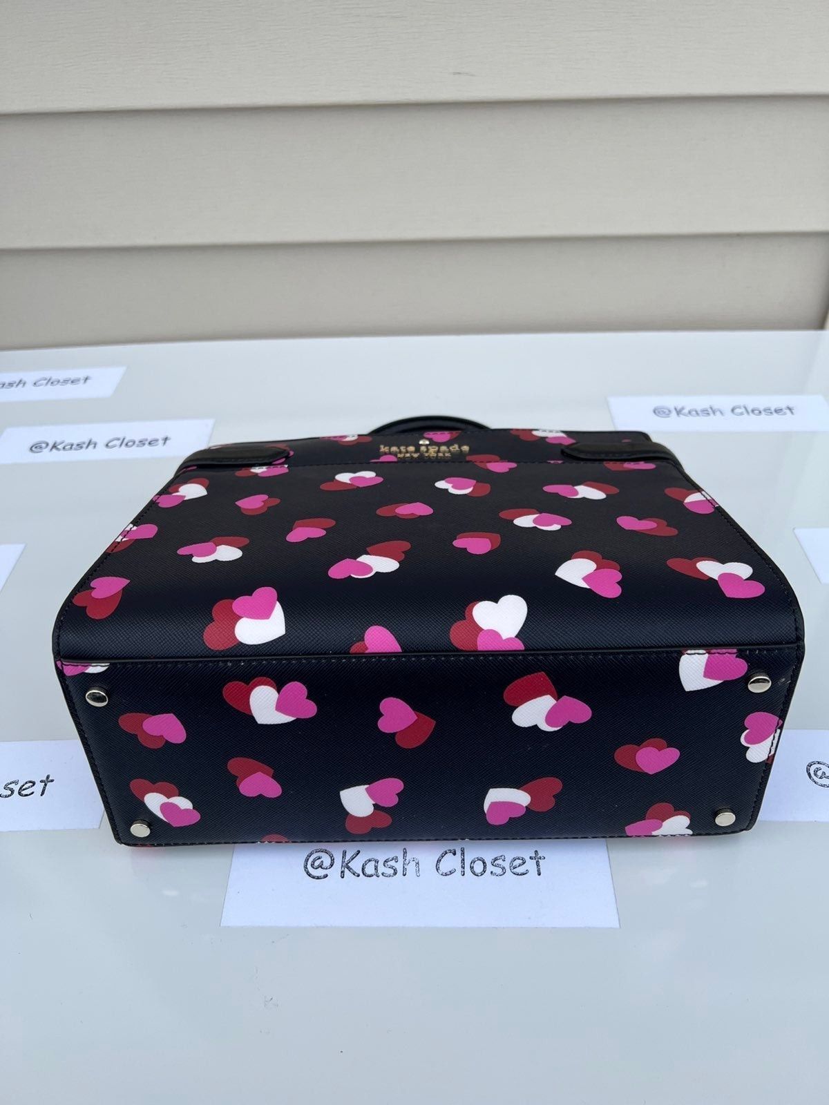 Kate Spade Kate Spade Satchel Staci Medium Satchel Heart Print Black M Size ONE SIZE - 8 Thumbnail