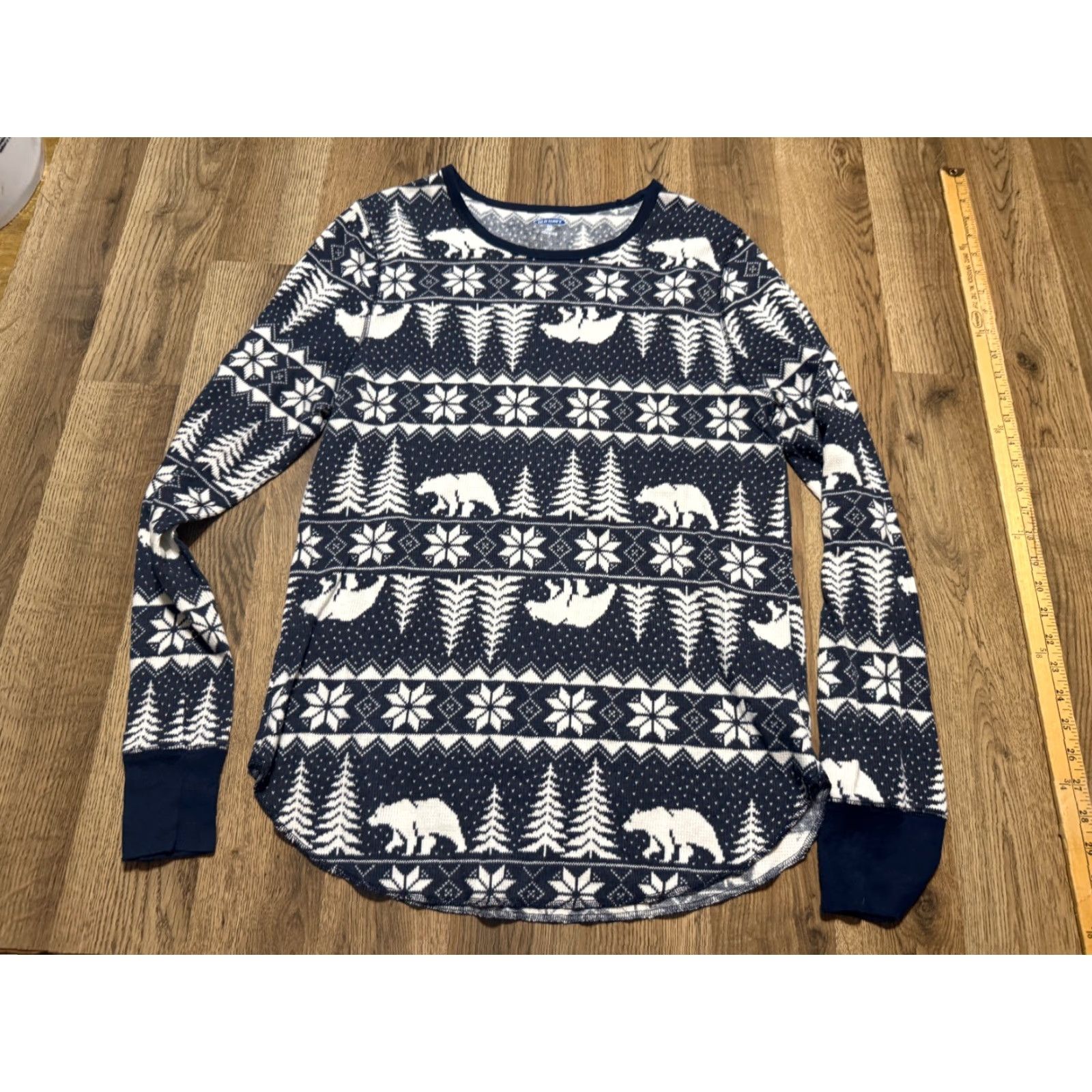 Old Navy VINTAGE Old Navy Shirt Womens 2XL Tall Blue White Long Sleeve Printed Thermal Casual Fall Spring Summer Winter Womens Size XXL / US 16-18 / IT 52-54 - 2 Thumbnail
