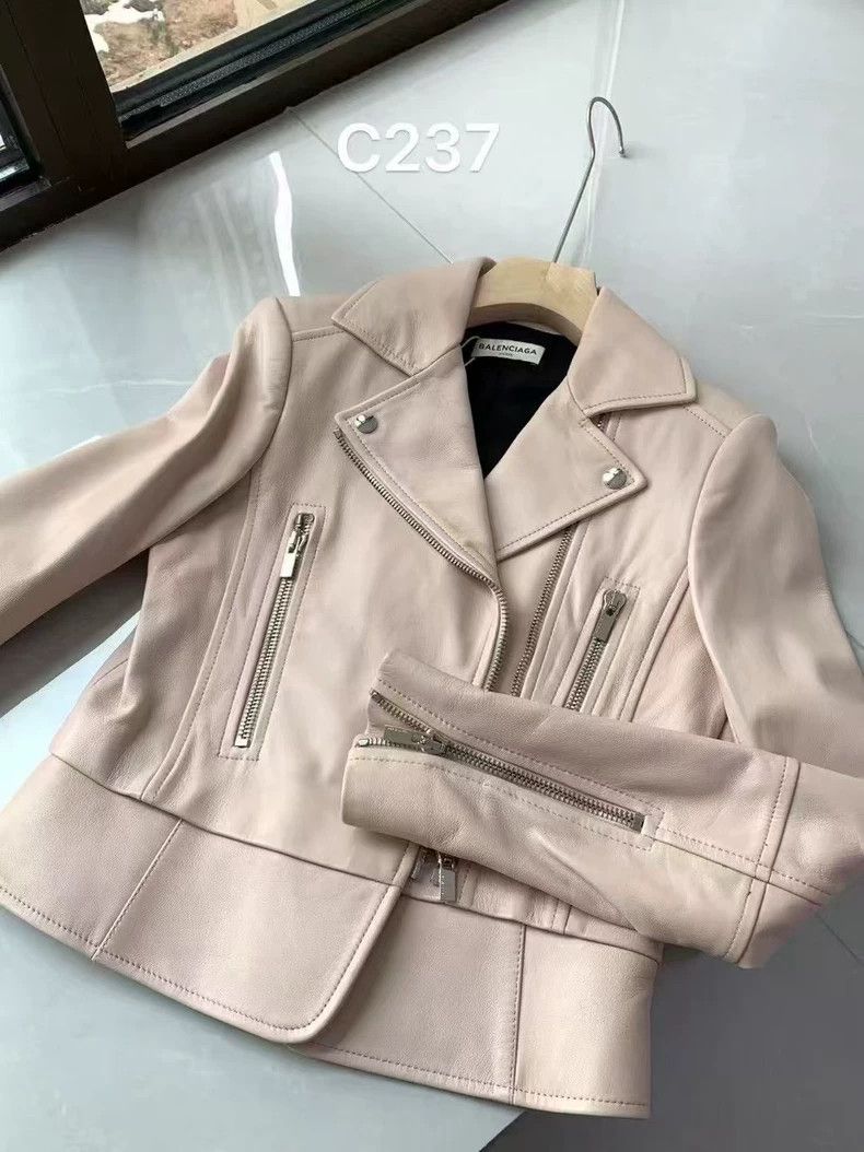 Balenciaga Beige Leather Zip Jacket - dmc