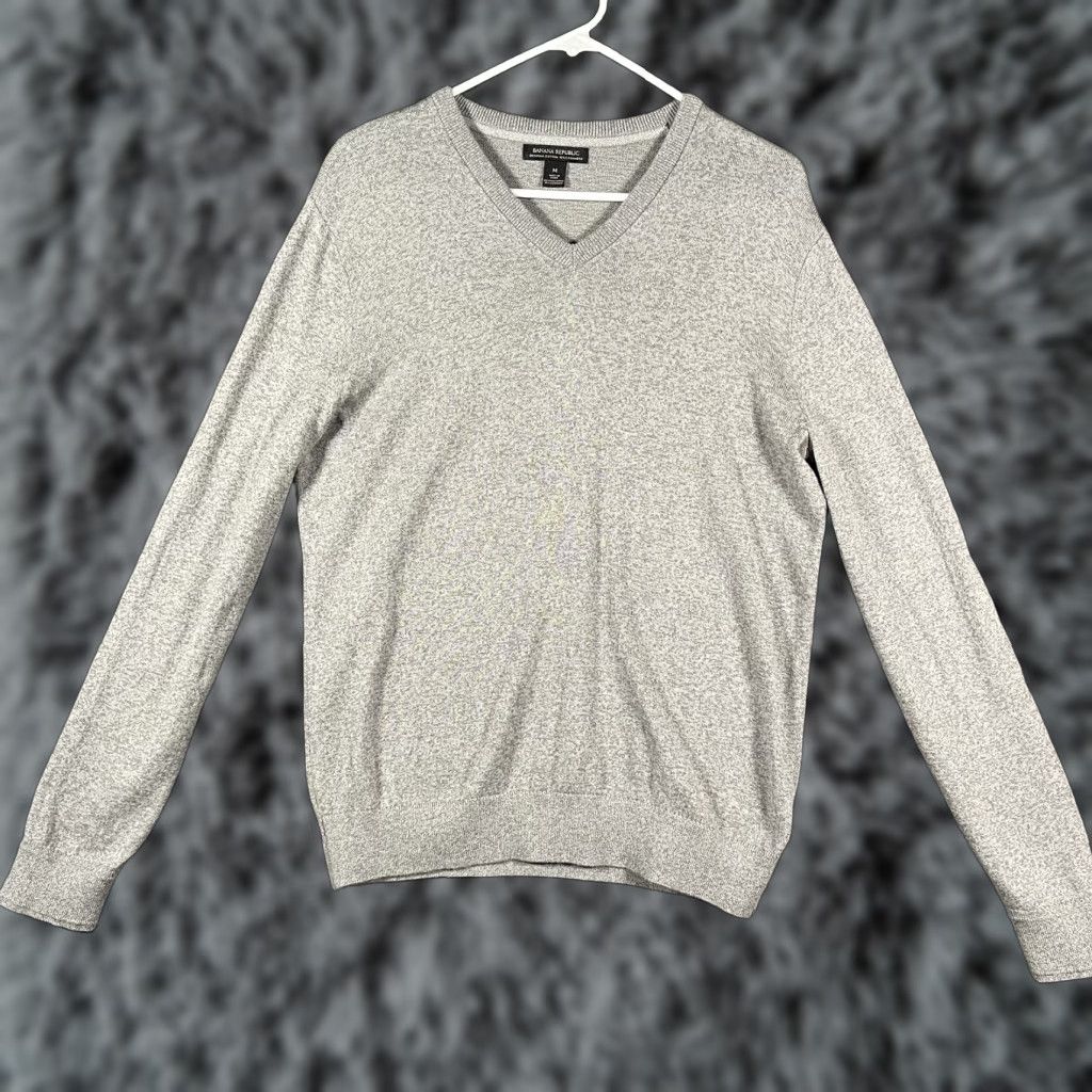 Banana Republic Banana Republic Sweater Mens Medium Gray V-Neck Pima Cotton Cashmere Knit Size US M / EU 48-50 / 2 - 1 Thumbnail