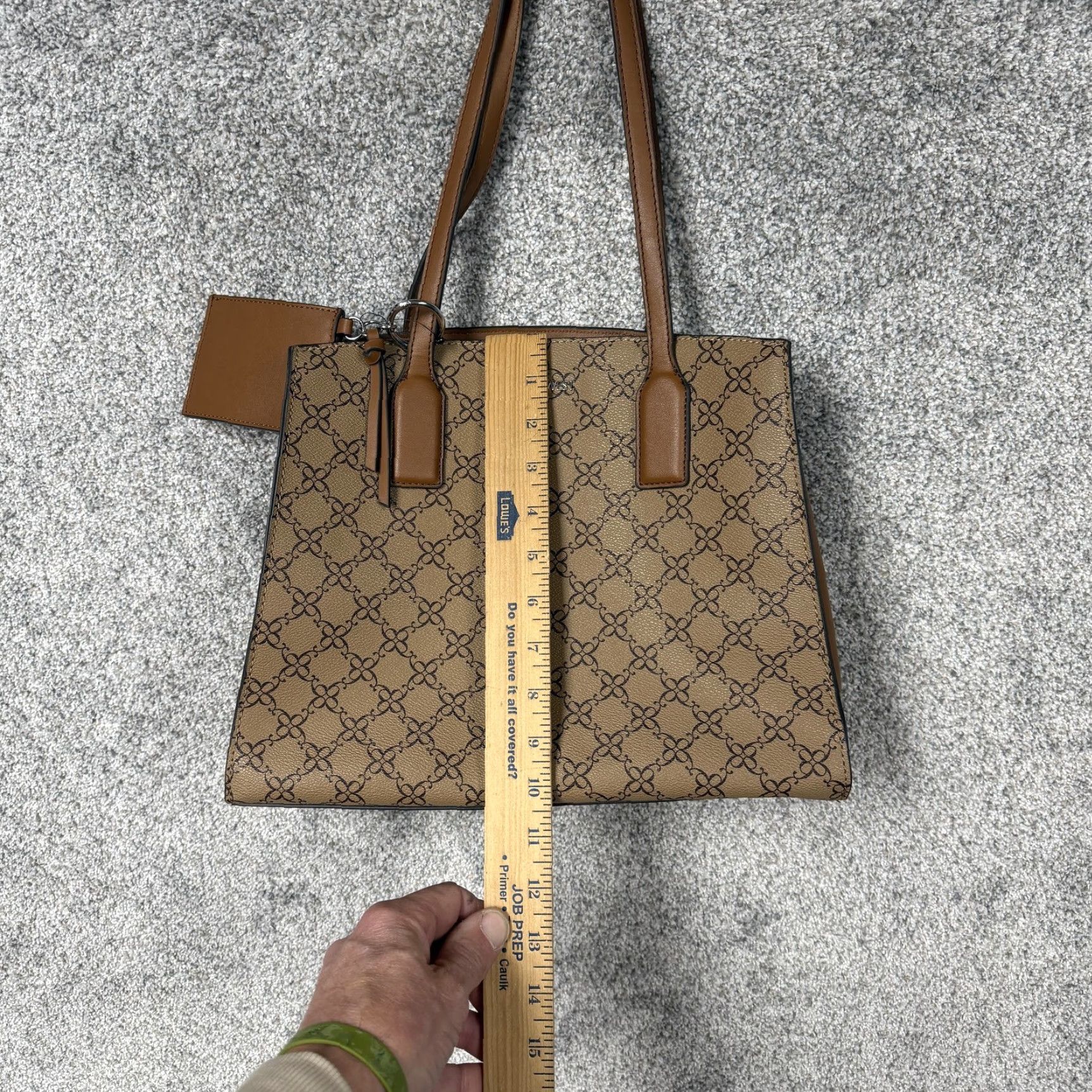 Nine West Nine West Tote Womens Large Brown Monogram Faux Leather Shoulder Pouch Work Bag Size ONE SIZE - 7 Thumbnail