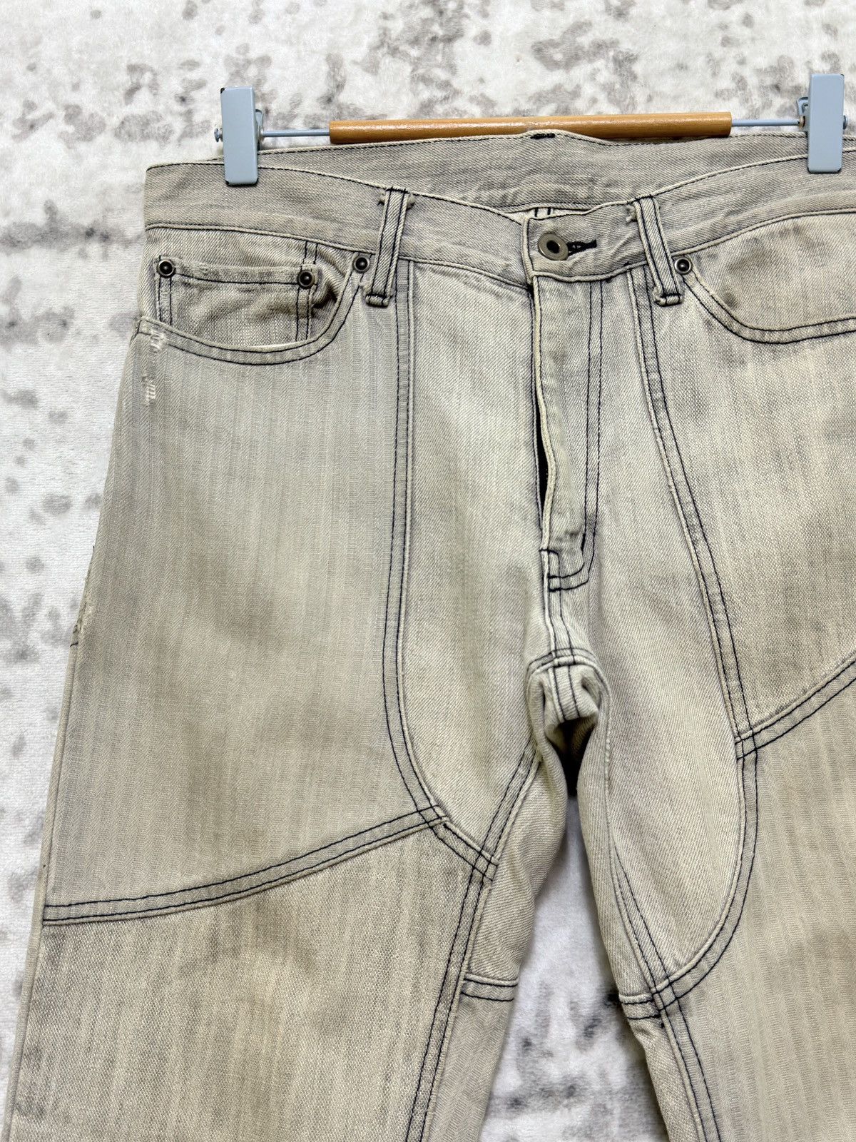 If Six Was Nine Flare Rupert Edge Distressed Reconstructed Panelled Jeans Size US 31 - 4 Thumbnail