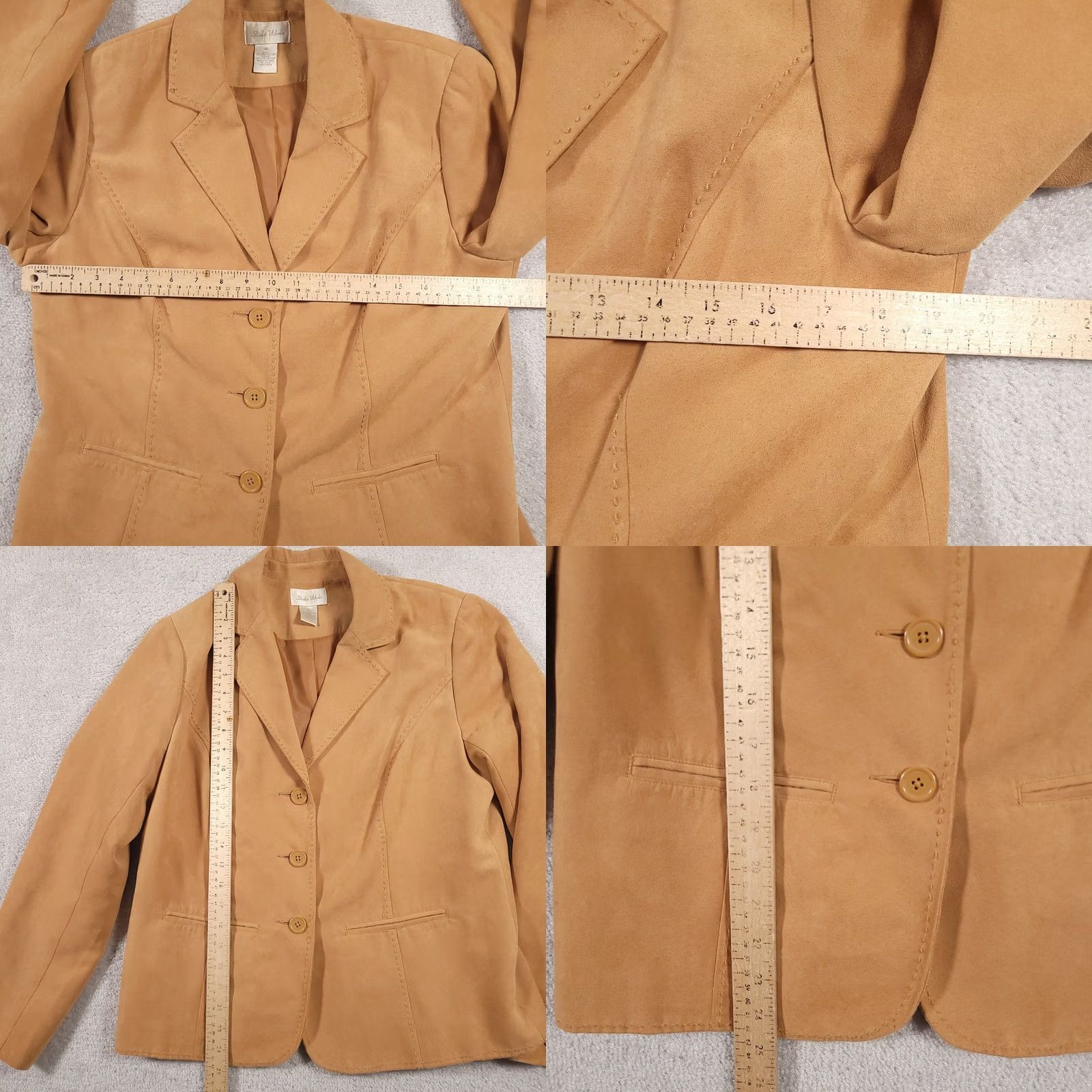 Vintage VINTAGE Studio Works Faux Suede Button Up Shirt Women's 10 Tan Long Sleeve Collar Lined Size L / US 10 / IT 46 - 8 Thumbnail