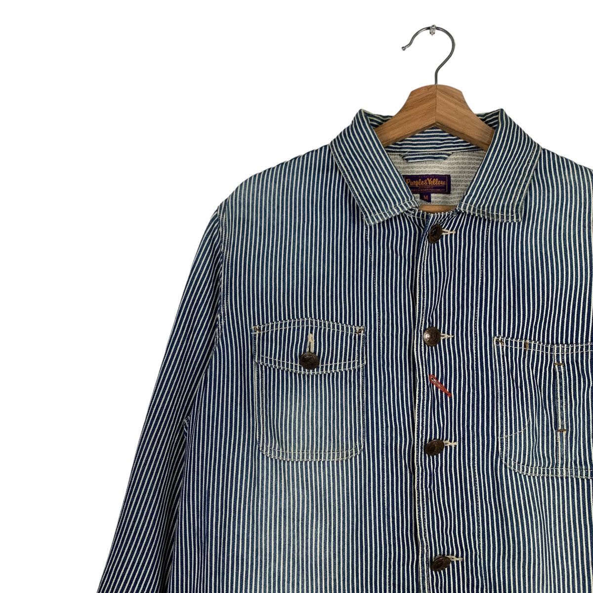 Japanese Brand PURPLE & YELLOW Hickory Striped Jacket #0224-C10 Size US M / EU 48-50 / 2 - 7 Thumbnail