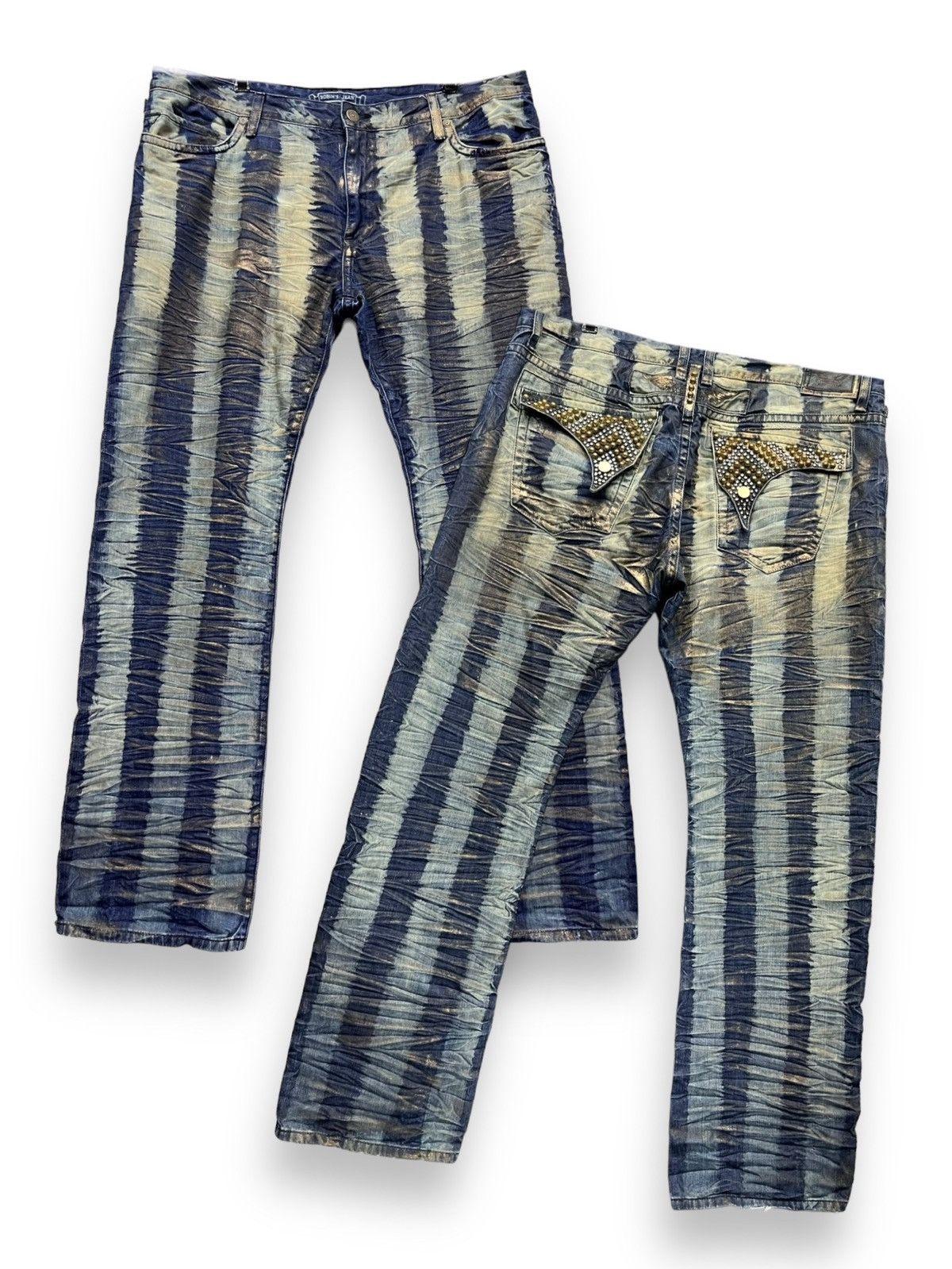Asspizza × Robins Jeans 42”🔥RARE ROBIN’S JEANS FYE DESIGN Long Flap Studded Striped Size US 42 / EU 58 - 1 Thumbnail