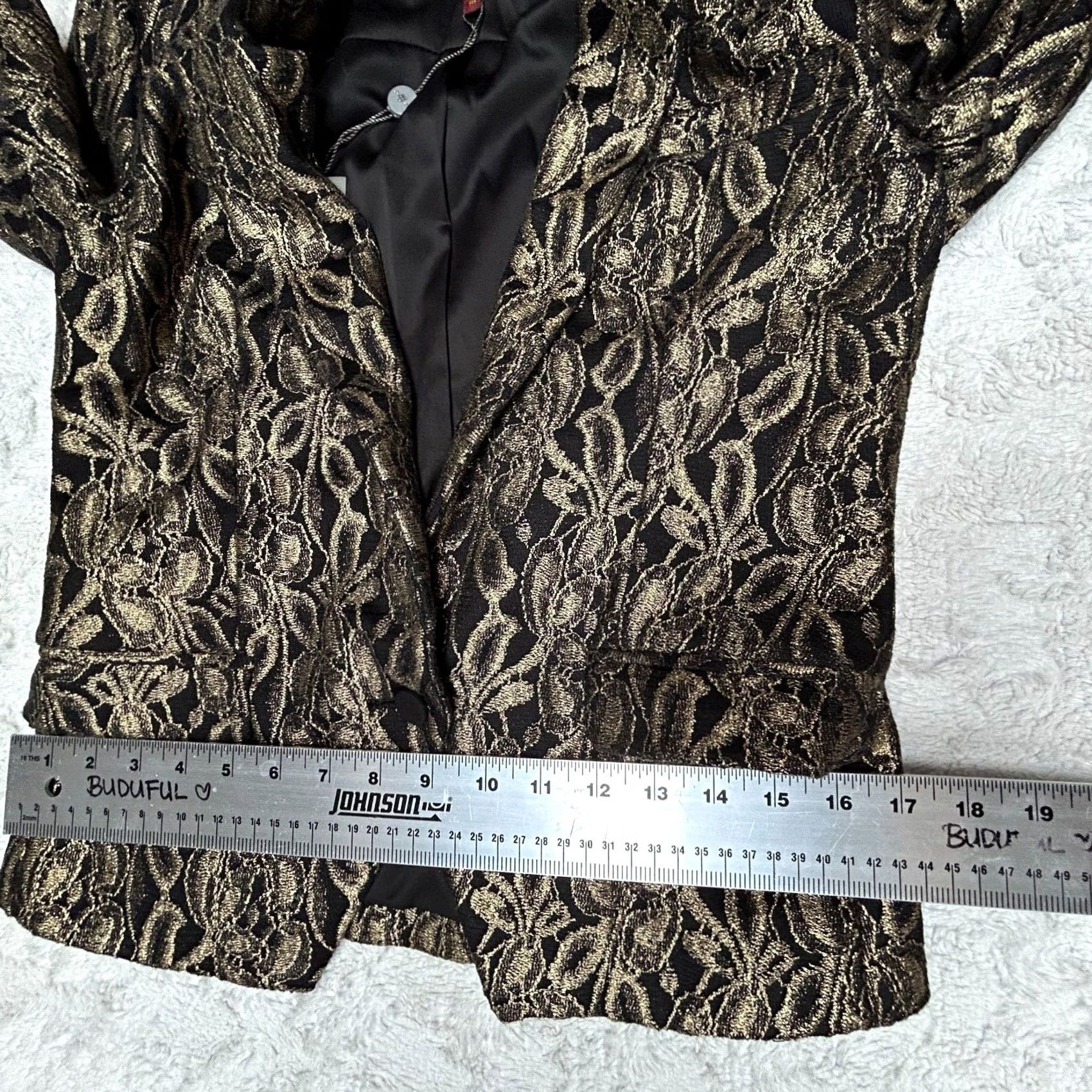 7 For All Mankind 7 For All Mankind Women's Small Black/Gold Single-Button Lace Blazer Shirt Blazer Size S / US 4 / IT 40 - 6 Thumbnail