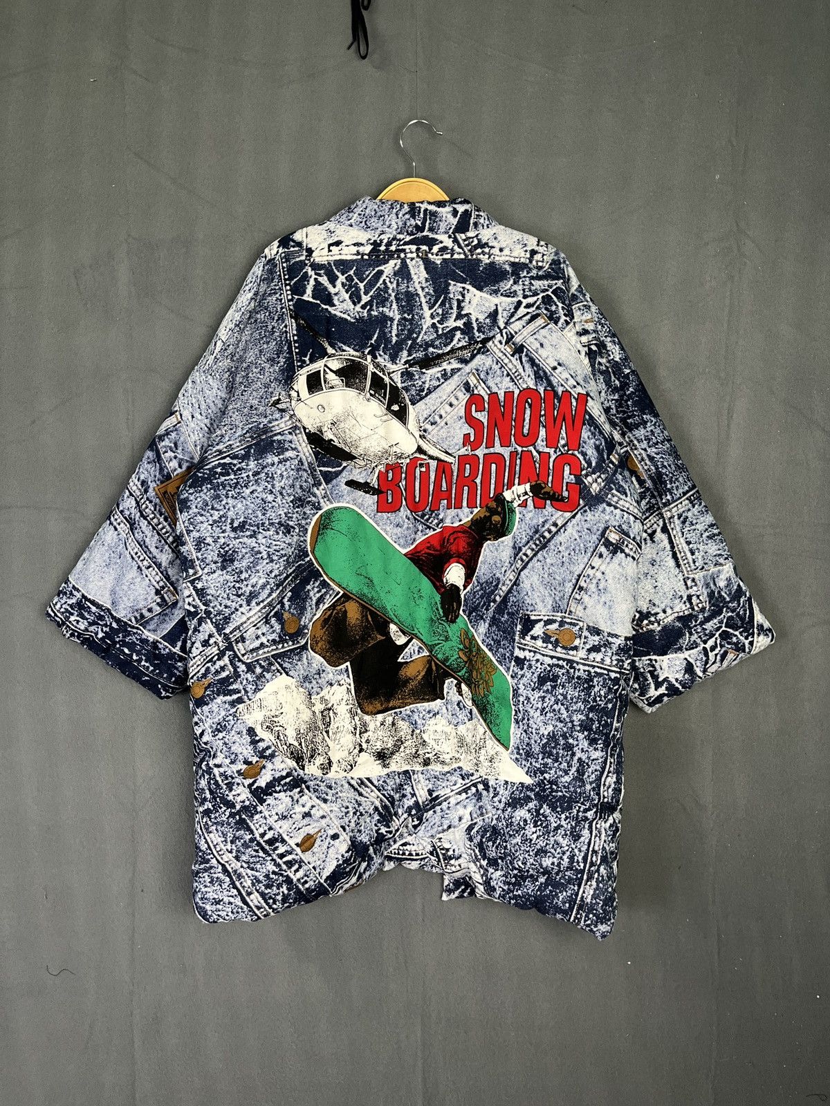 Japanese Brand All Over Print Ice Snowboarding Denim Style Puffer Kimono Size US M / EU 48-50 / 2 - 1 Thumbnail
