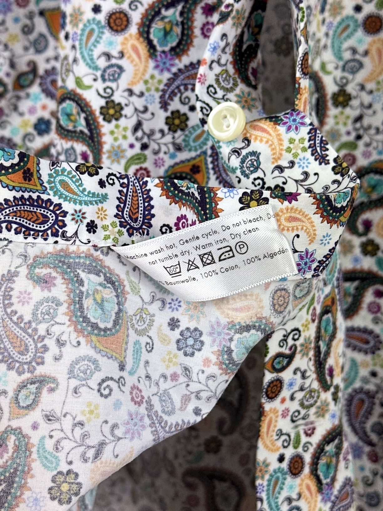 Eton Eton Dress Shirt L/S Paisley Floral Poplin Cotton Slim Fit Size US S / EU 44-46 / 1 - 9 Thumbnail