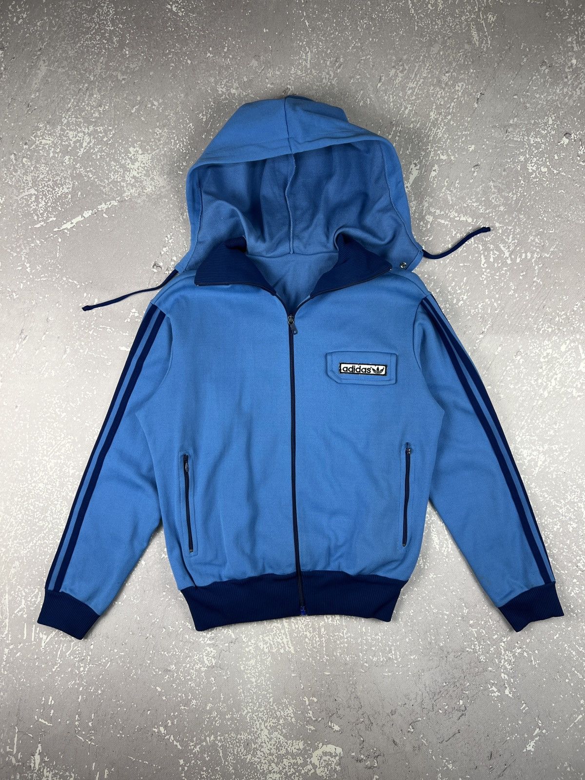 Adidas 70s 80s Vintage Adidas Hooded Track Top Made in Yugoslavia Size S / US 4 / IT 40 - 1 Thumbnail