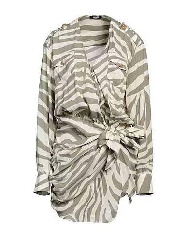 image of Balmain O1Srvl11E0524 Zebra-Print Draped Mini Dress In Sage Green, Women's (Size XS)