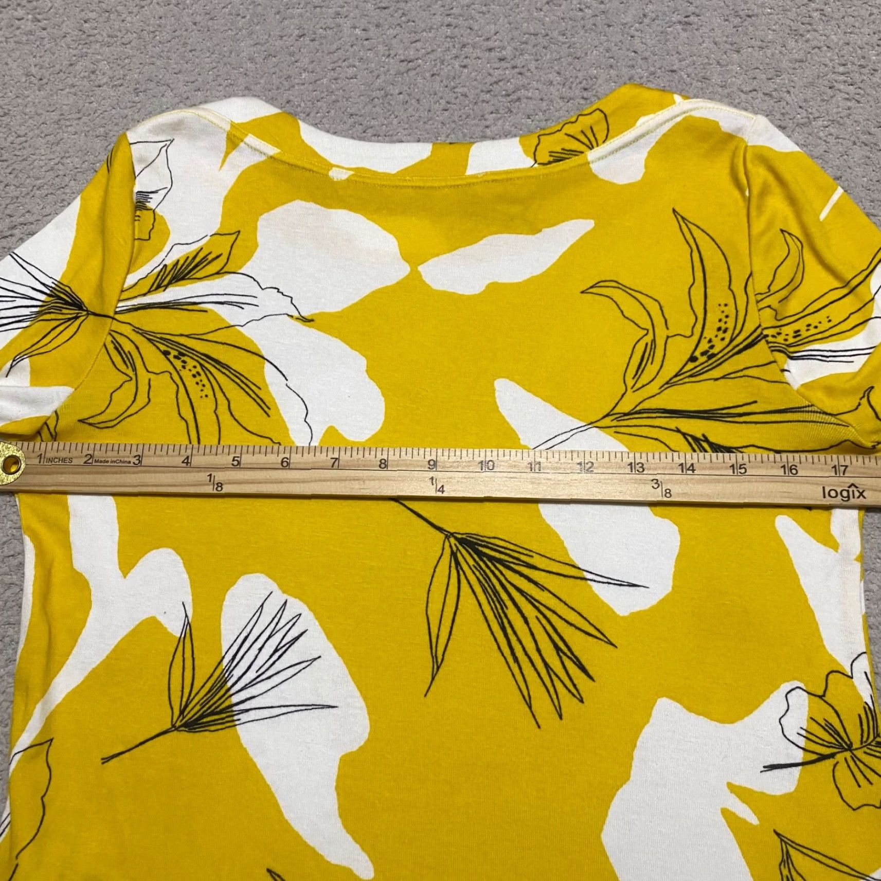 Vintage Chico's Womens Small Shirt Yellow Floral Boat Neck Short Sleeve Pima Cotton Top Size S / US 4 / IT 40 - 7 Thumbnail