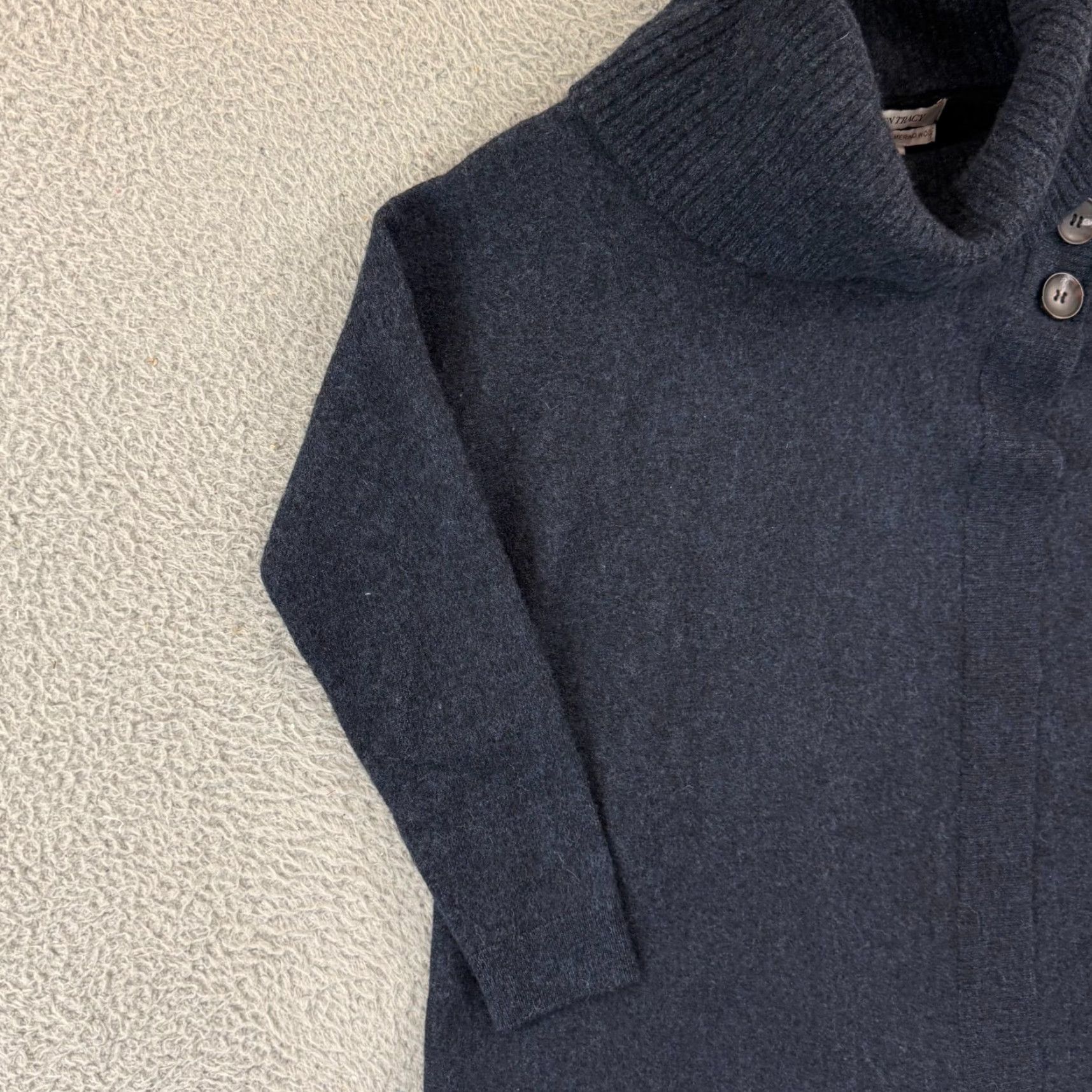 Ellen Tracy Ellen Tracy Sweater Women Medium Oversize Blue Long Sleeve Merino Wool Cowl Neck Size M / US 6-8 / IT 42-44 - 5 Thumbnail