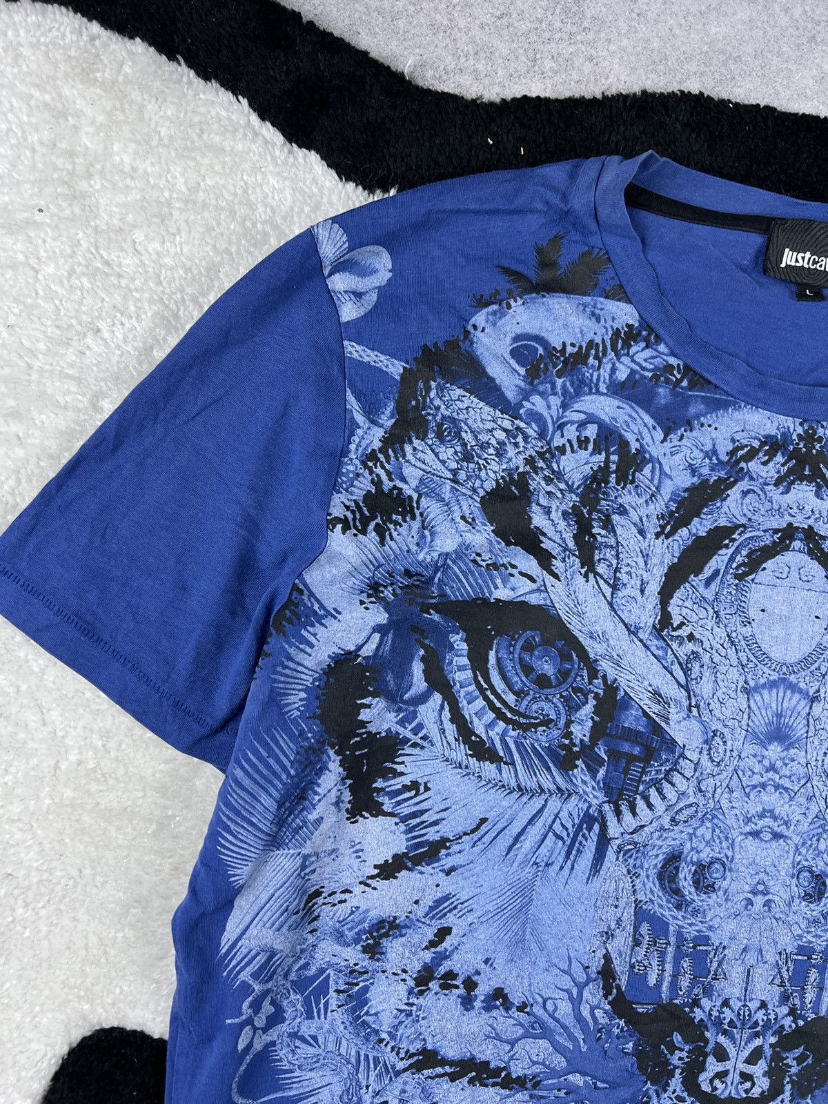 Just Cavalli Vintage Y2K Just Cavalli Tiger Overprinted Tee Shirt Size US L / EU 52-54 / 3 - 6 Thumbnail