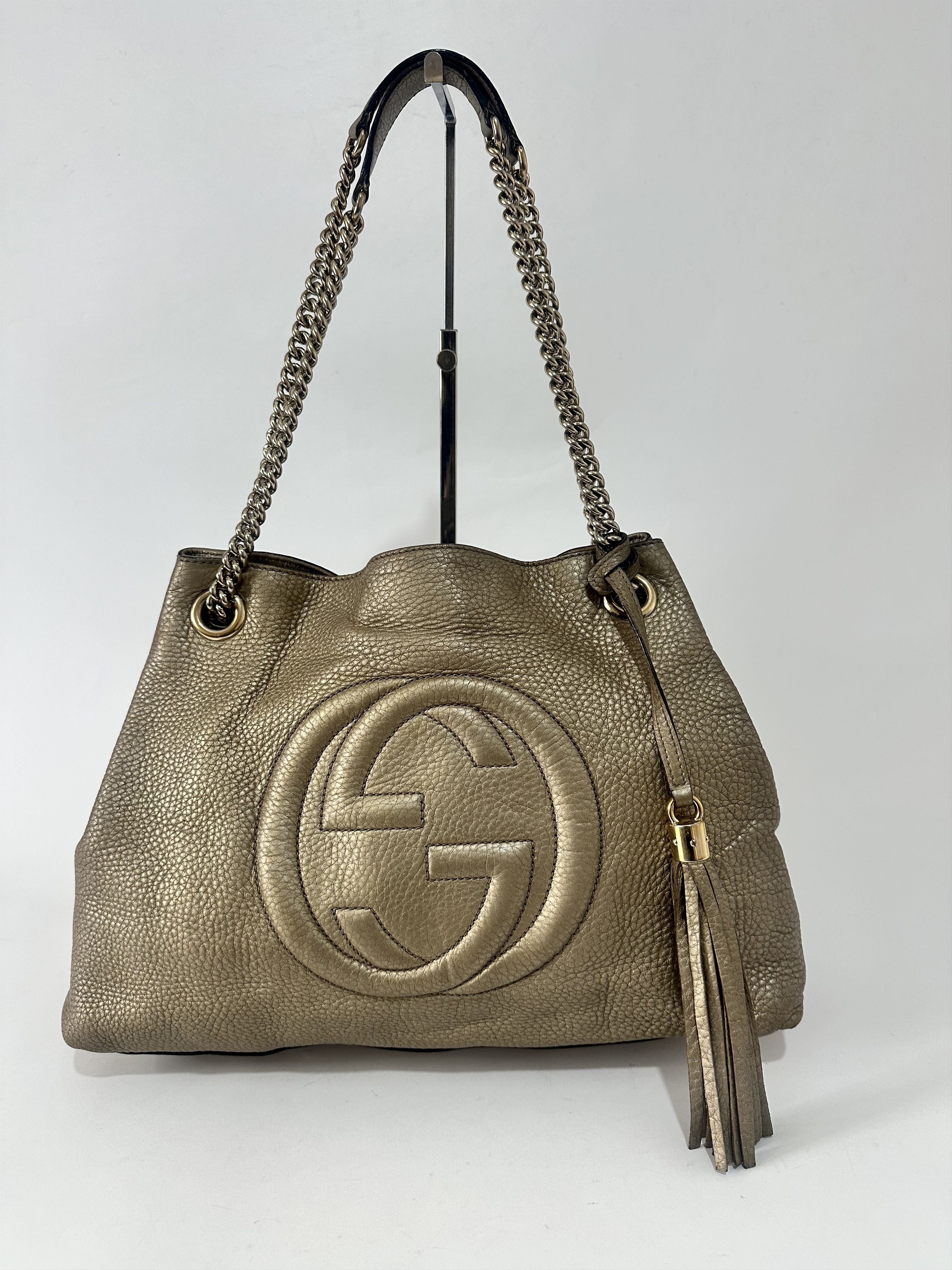 Gucci Gucci Gold Pebbled Leather Medium Soho Tote Size ONE SIZE - 1 Thumbnail