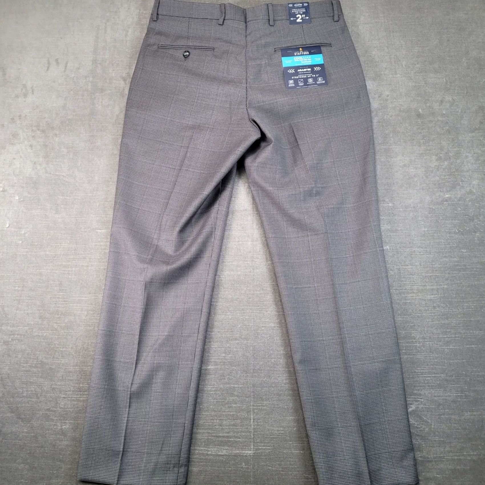 Stafford Stafford Mens Gray Houndstooth Dress Pants New Size US 34 / EU 50 - 3 Thumbnail