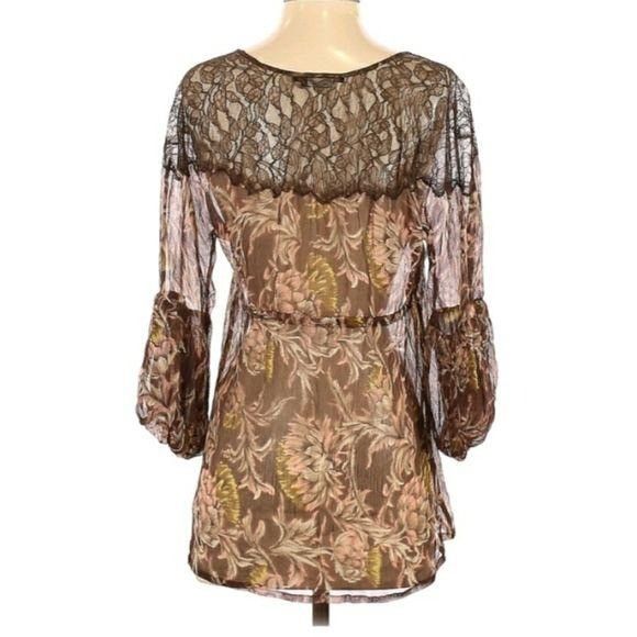 Bcbgmaxazria Y2K BCBGMaxAzria Silk Baby Doll Top Blouse Sz S Brown Sheer Size S / US 4 / IT 40 - 4 Thumbnail