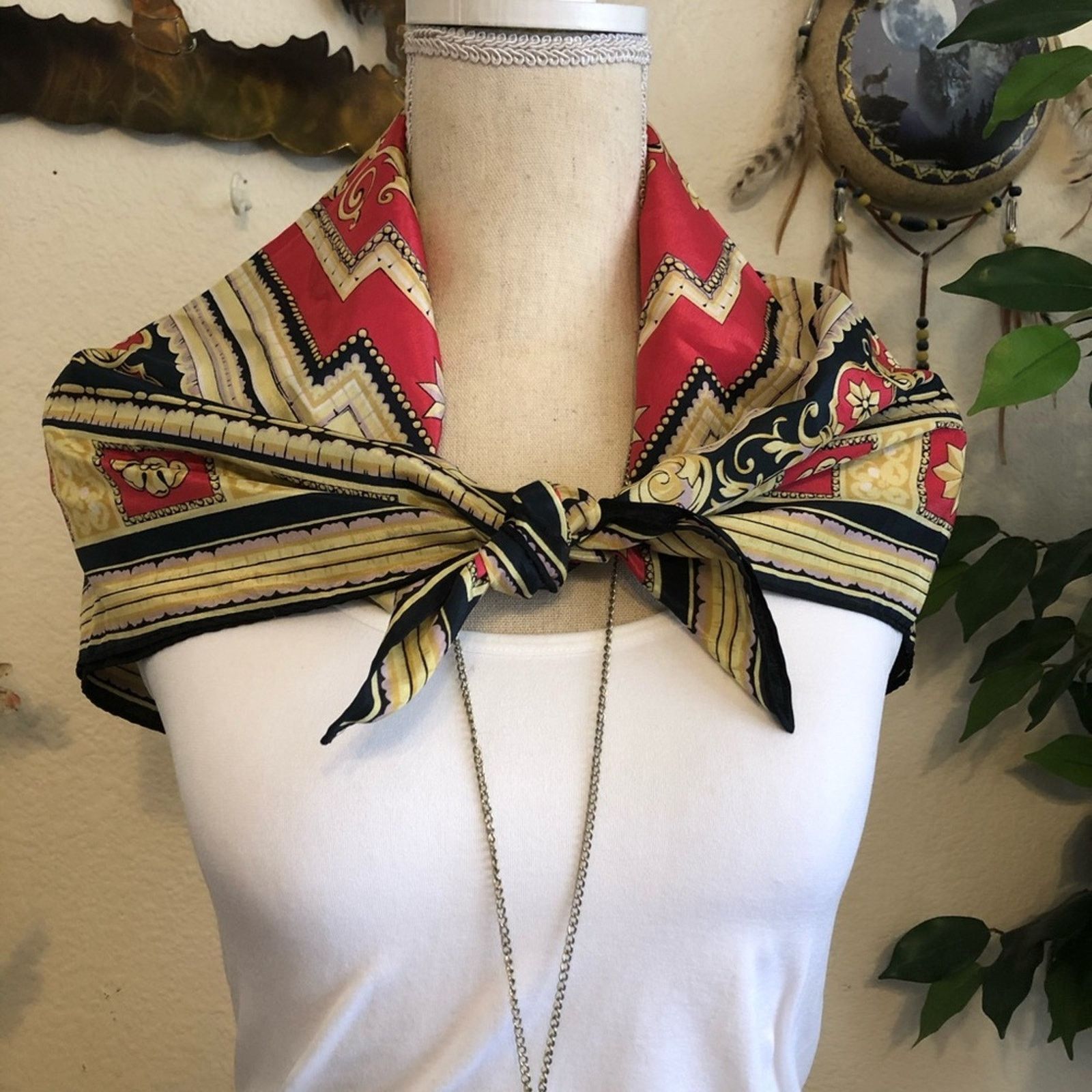 Other Italian design navy pink & gold tone silk scarf Size ONE SIZE - 3 Thumbnail