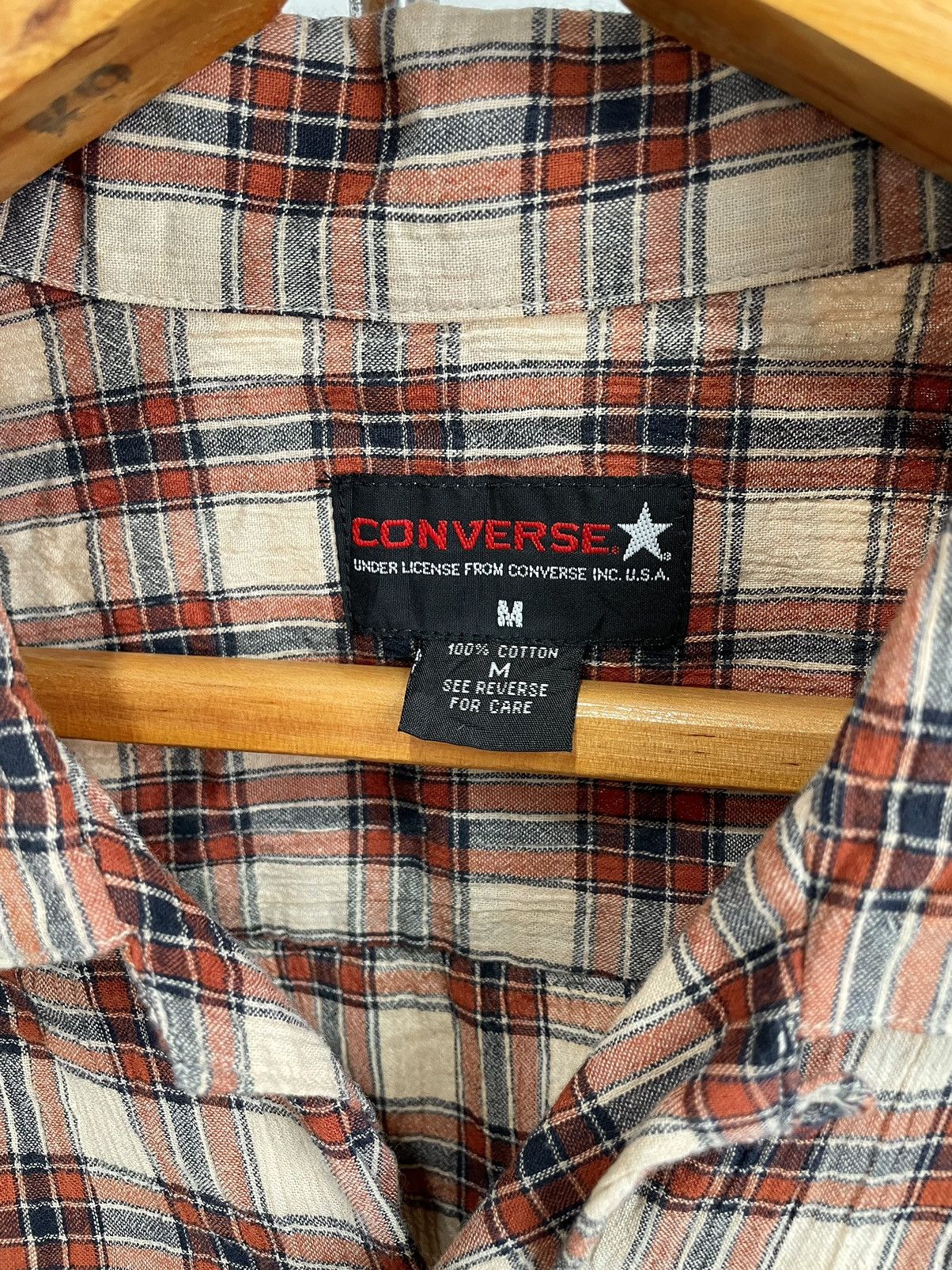 Converse × Japanese Brand × Vintage VINTAGE CONVERSE FLANNEL BUTTON UP SHORT SLEEVE SHIRT Size US XL / EU 56 / 4 - 8 Thumbnail