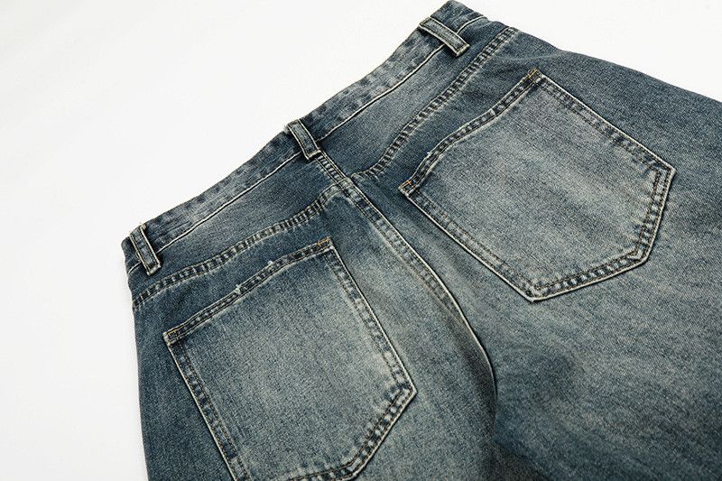 Vintage Retro distressed washed whiskered scimitar jeans for men Size US 32 / EU 48 - 5 Thumbnail