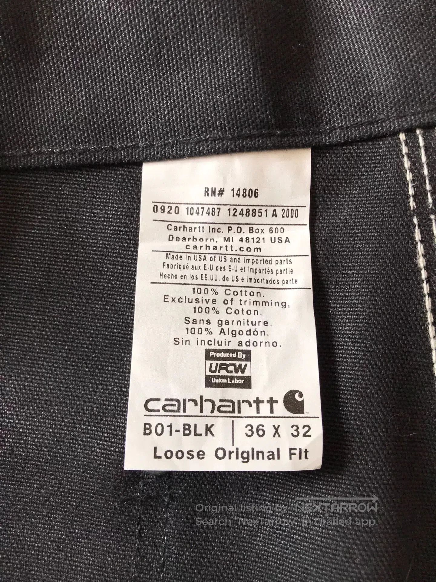 Carhartt Carhartt B01 Black W36L32 Work Pants. Size US 36 / EU 52 - 9 Thumbnail