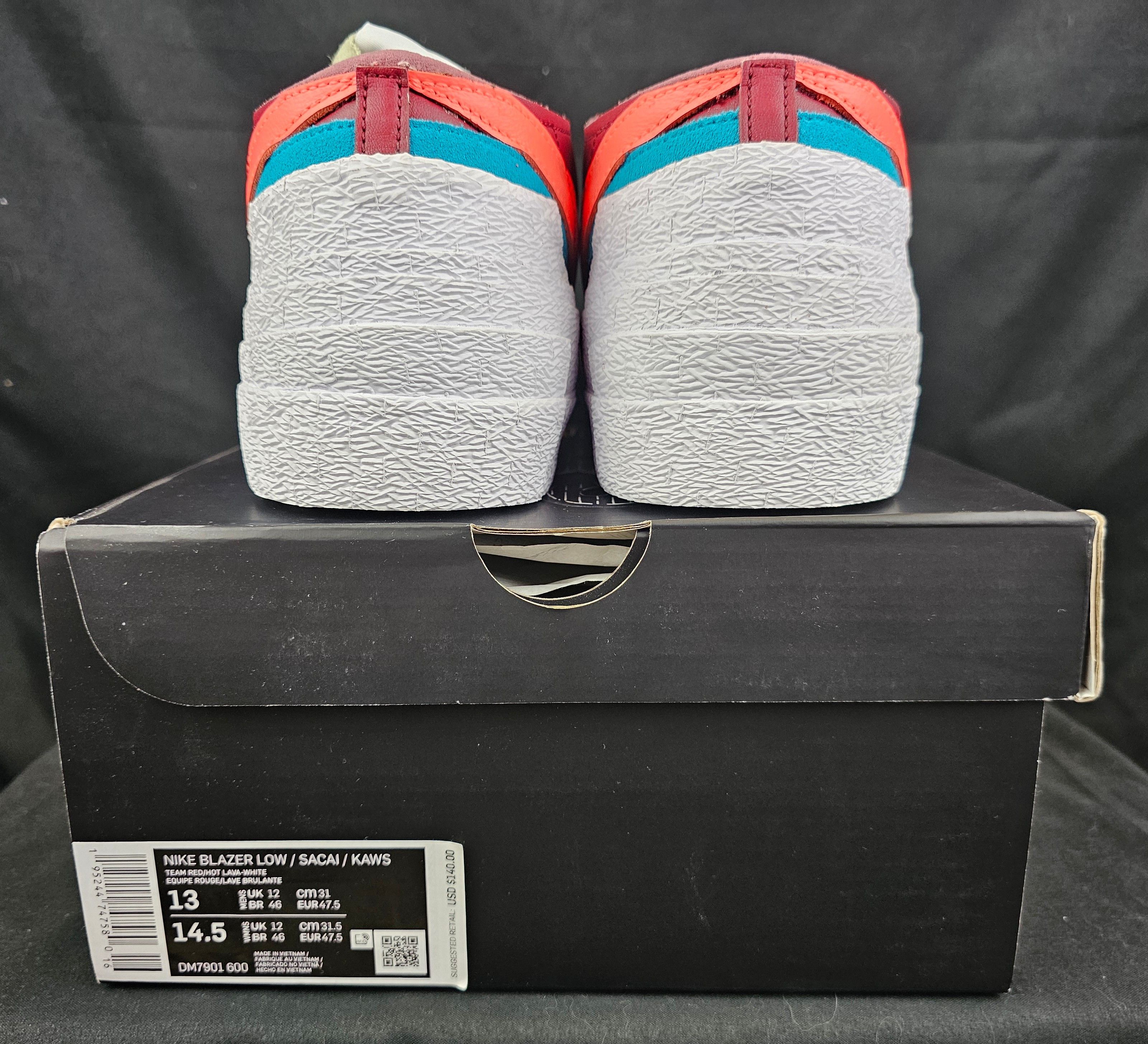 Kaws × Nike × Sacai Nike Blazer Low Sacai x KAWS Red DM7901-600 Men's BRAND NEW Size US 13 / EU 46 - 9 Thumbnail