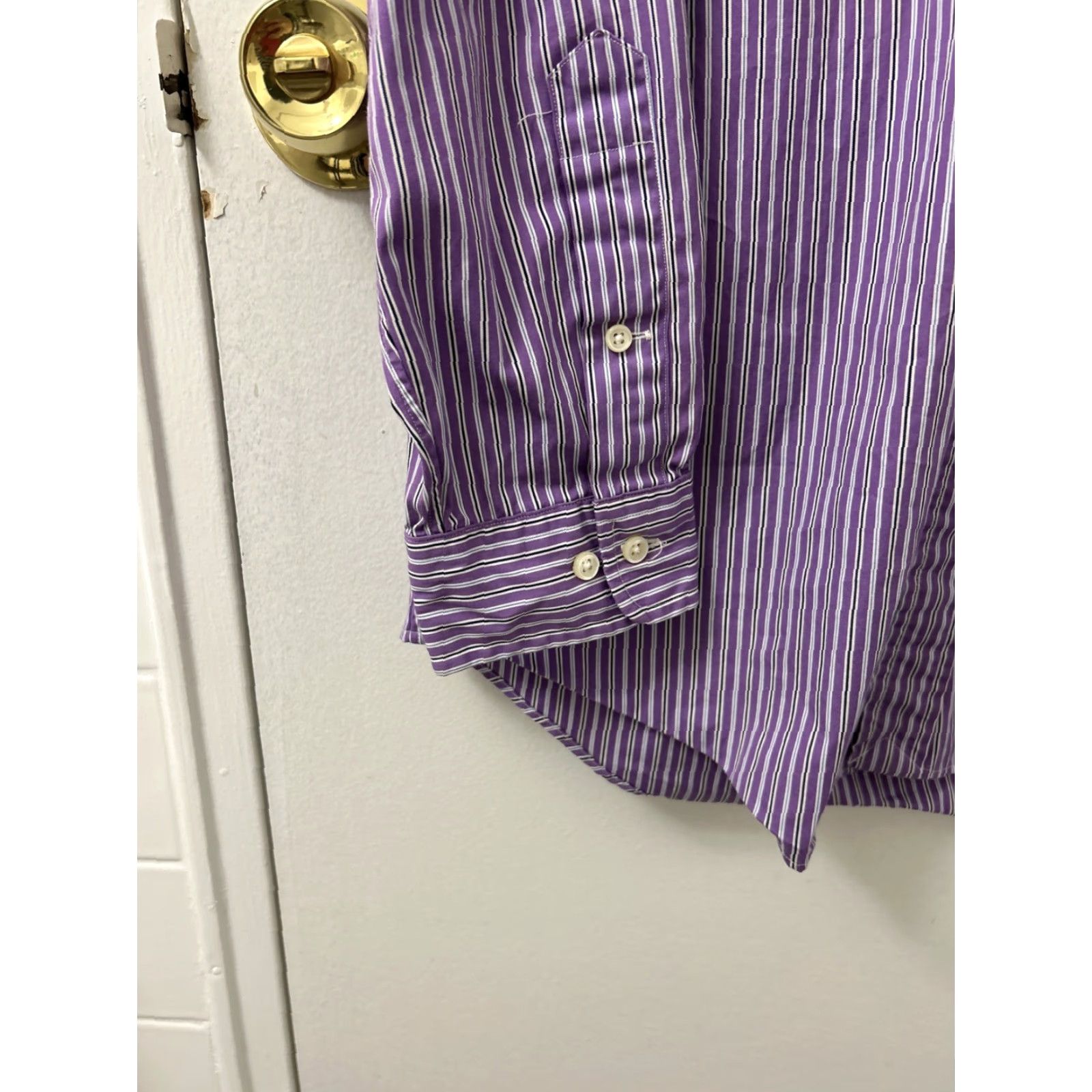 Polo Ralph Lauren VINTAGE Polo Ralph Lauren Shirt Mens 16 32/33 Purple Striped Custom Fit Button-Up L/S Mens Size US L / EU 52-54 / 3 - 7 Thumbnail