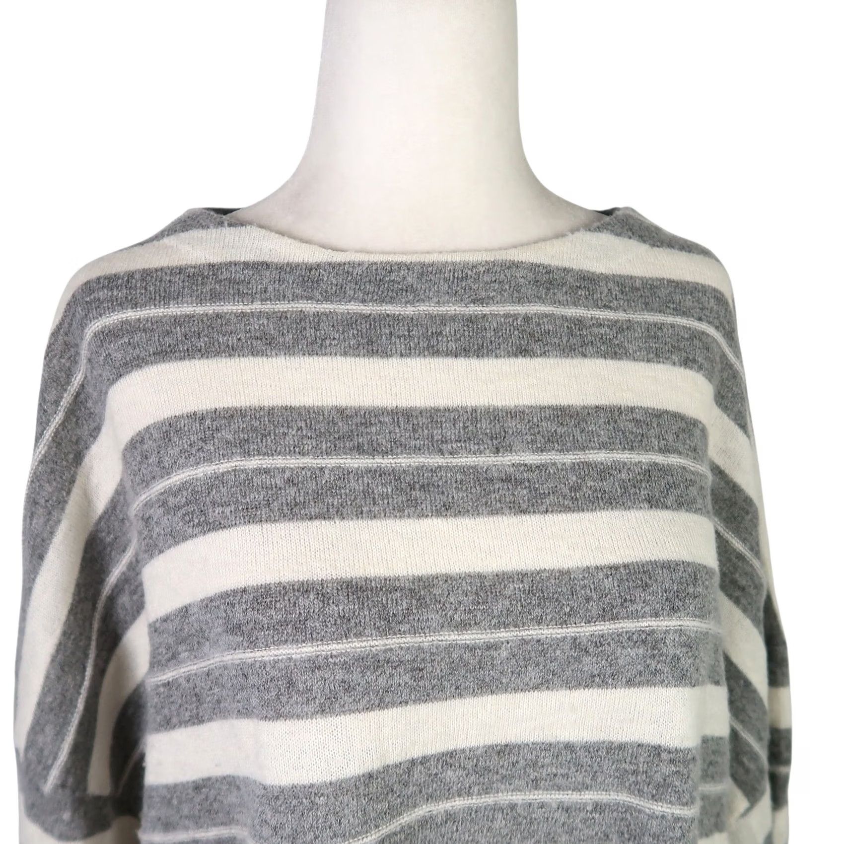 Allsaints ALLSAINTS Sweater Womens S Grey and Cream Striped Alpaca Wool Blend Size S / US 4 / IT 40 - 2 Thumbnail