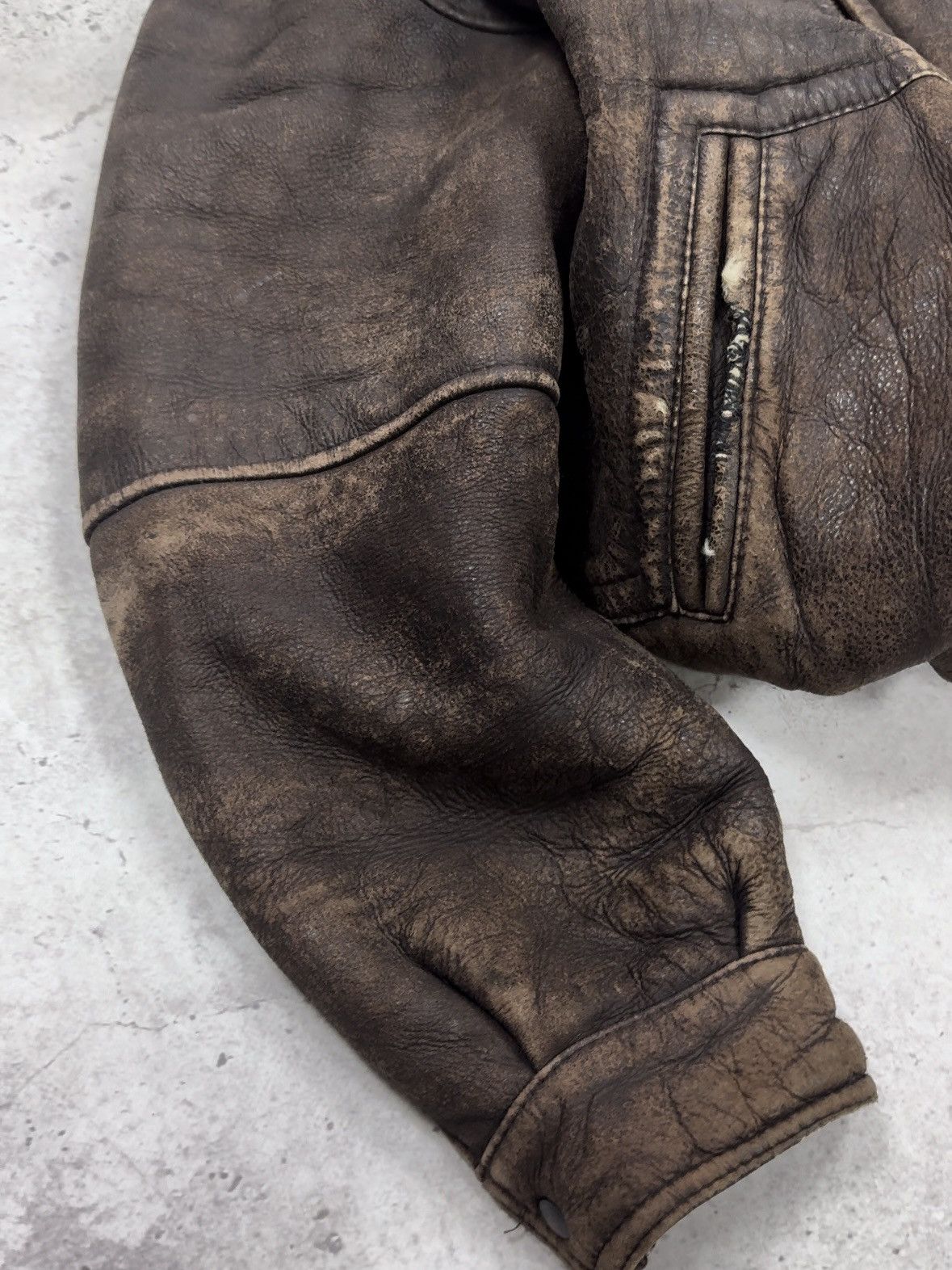 Other Vintage 90s Distressed Shearling Aviator Jacket Avirex Style Size US L / EU 52-54 / 3 - 4 Thumbnail