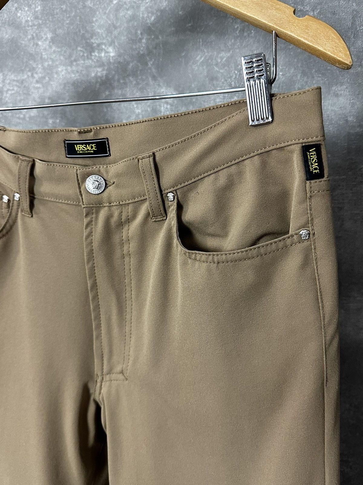 Versace Jeans Couture × Vintage Versace Jeans Couture Beige Logo Basic Women’s Pants Size 28" / US 6 / IT 42 - 3 Thumbnail