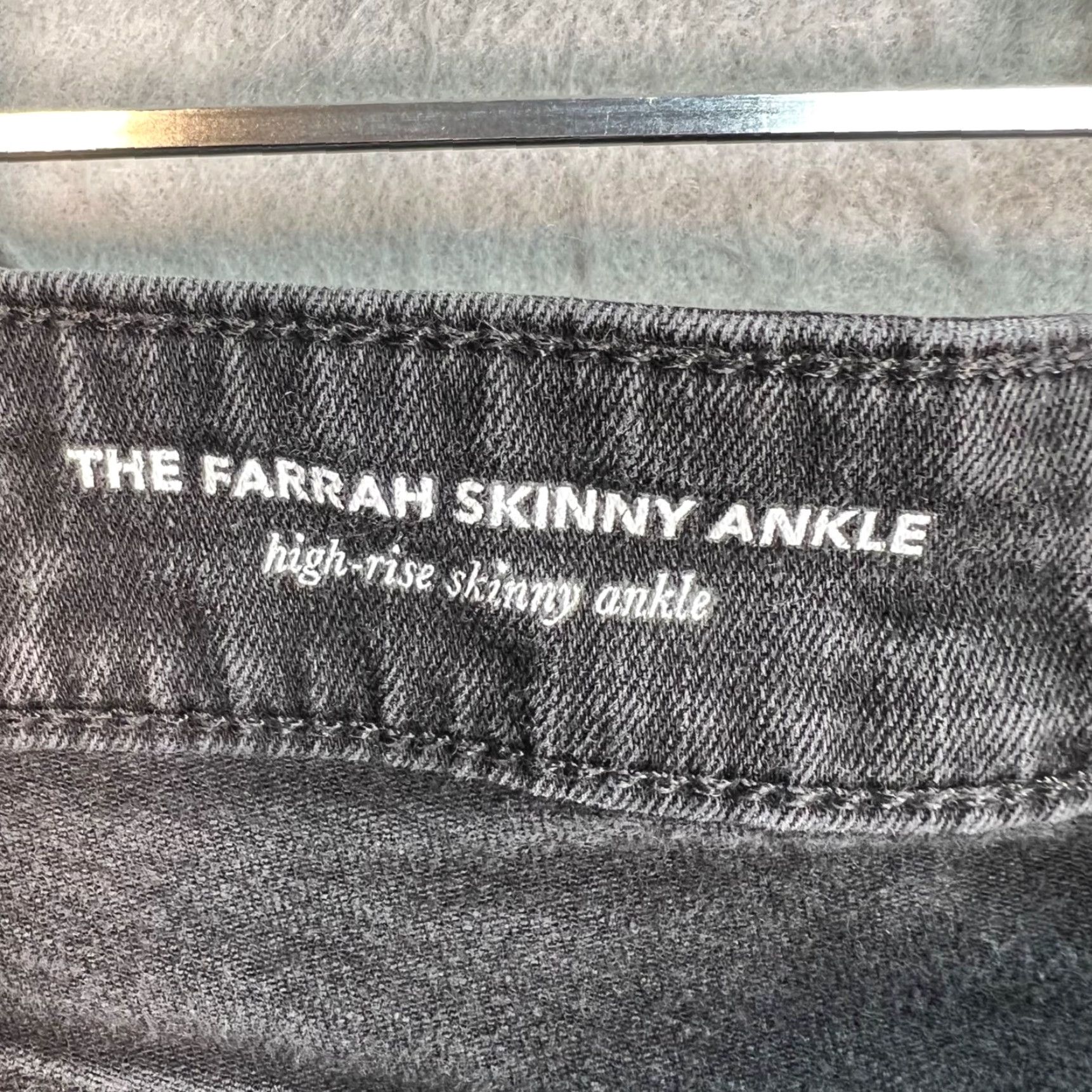 Farah AG Adriano Goldschmied The Farrah Skinny Ankle Jeans High-Rise Raw Hem Black 29R Size 29" - 4 Thumbnail