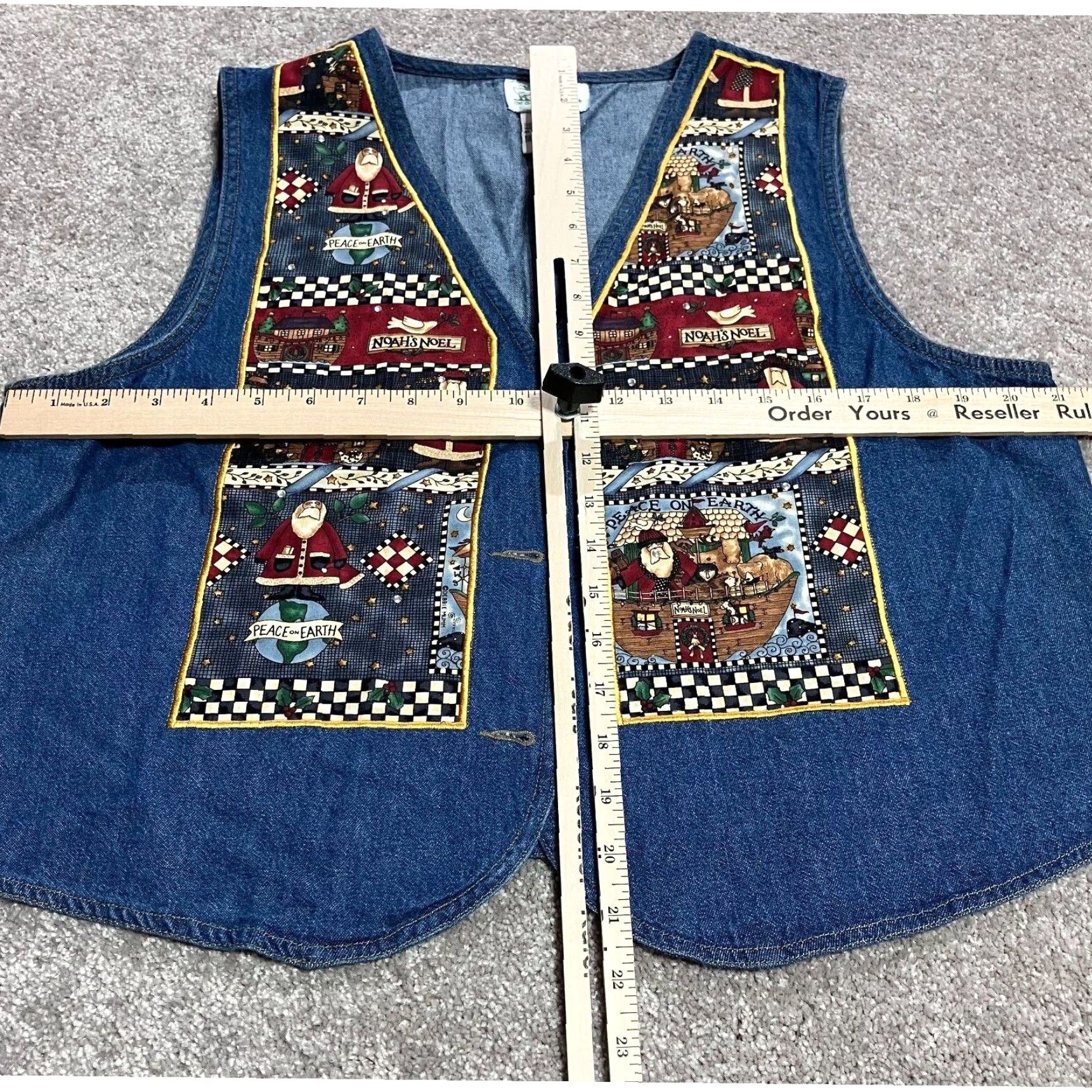 Quacker Factory VINTAGE Quacker Factory Denim Christmas Vest L Women Blue Sequin Santa Noahs Ark 80s 90s Vest Mens Womens Girls Size L / US 10 / IT 46 - 5 Thumbnail