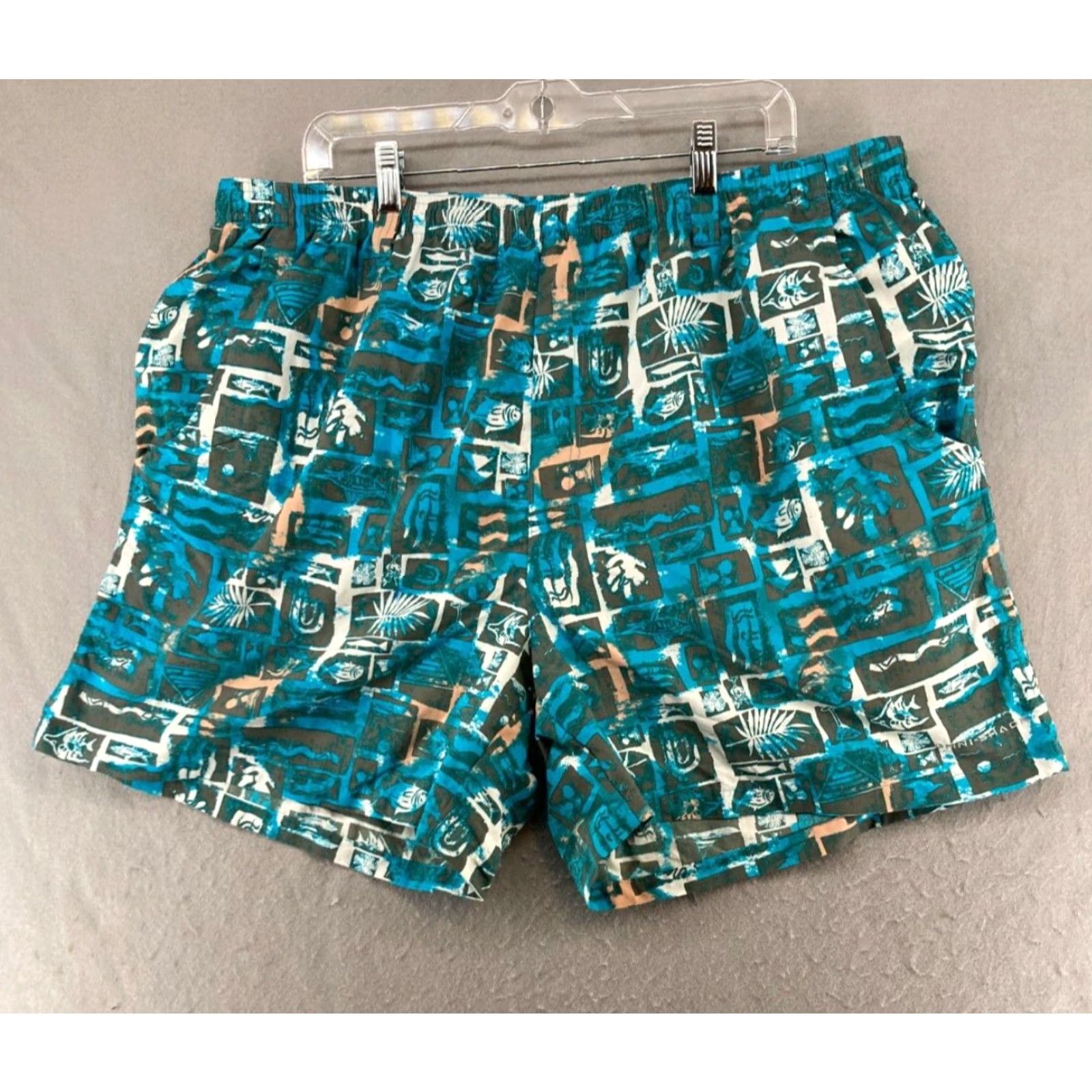 Vintage Columbia PFG Mens Swim Trunks Shorts 2XL Lined Blue Tropical Light Weight Nylon Polyester Blended Fabric Size US 39 - 2 Thumbnail