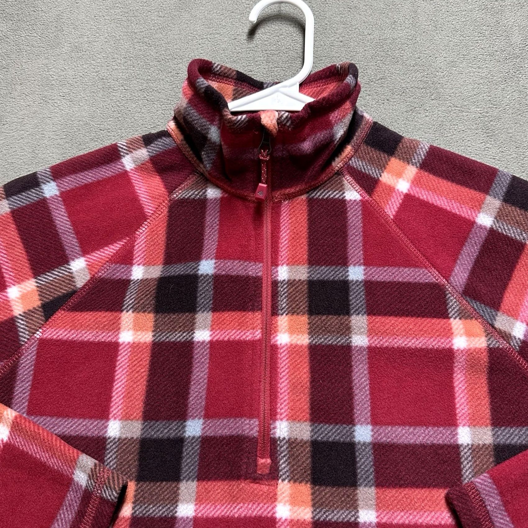 Eddie Bauer Eddie Bauer Pullover Sweater Womens Medium Red/Pink Plaid Fleece 1/4 Zip Long Sleeve EUC Size M / US 6-8 / IT 42-44 - 3 Thumbnail