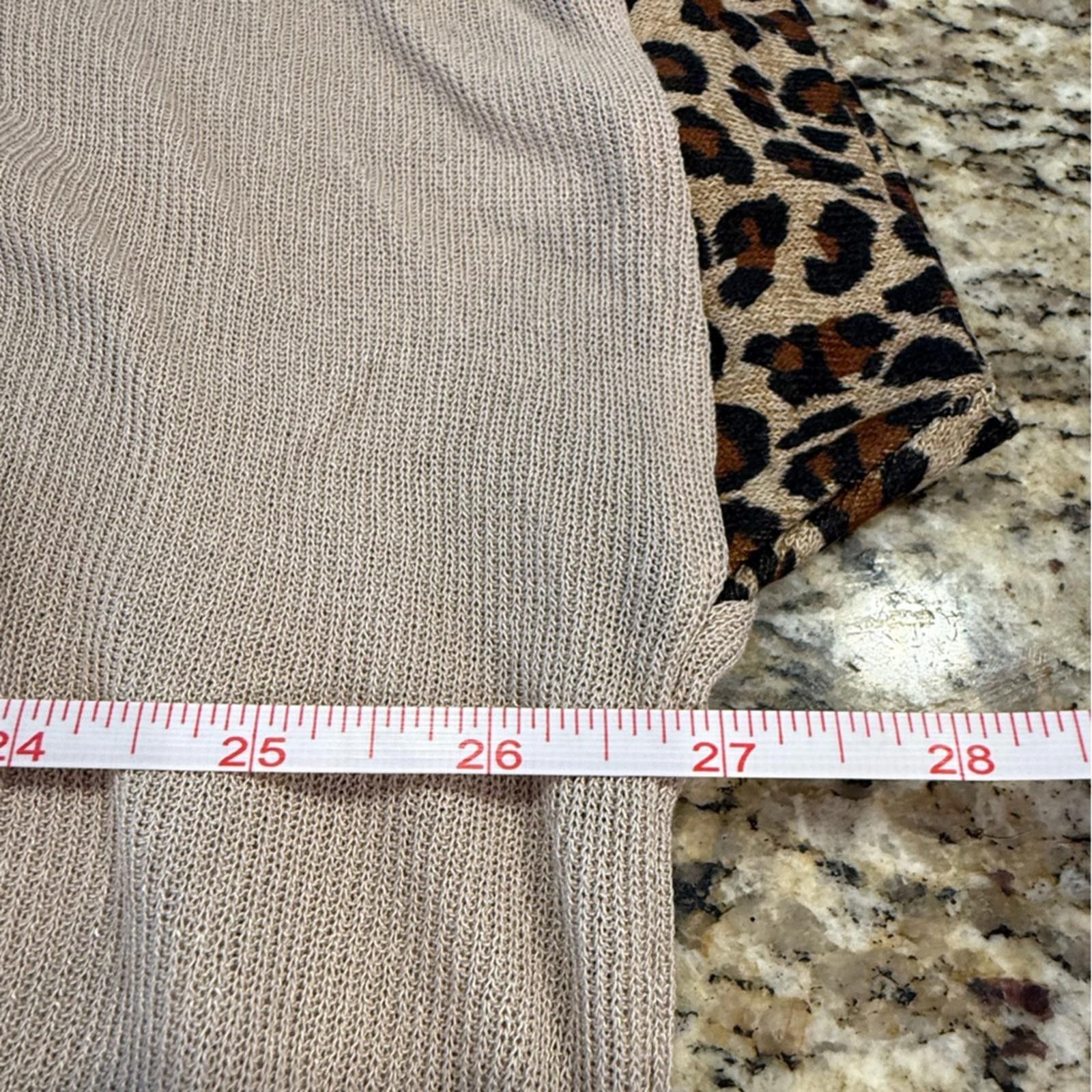 Other Umgee boho tan sweater leopard print fringe trim SZ LG Size L / US 10 / IT 46 - 7 Thumbnail