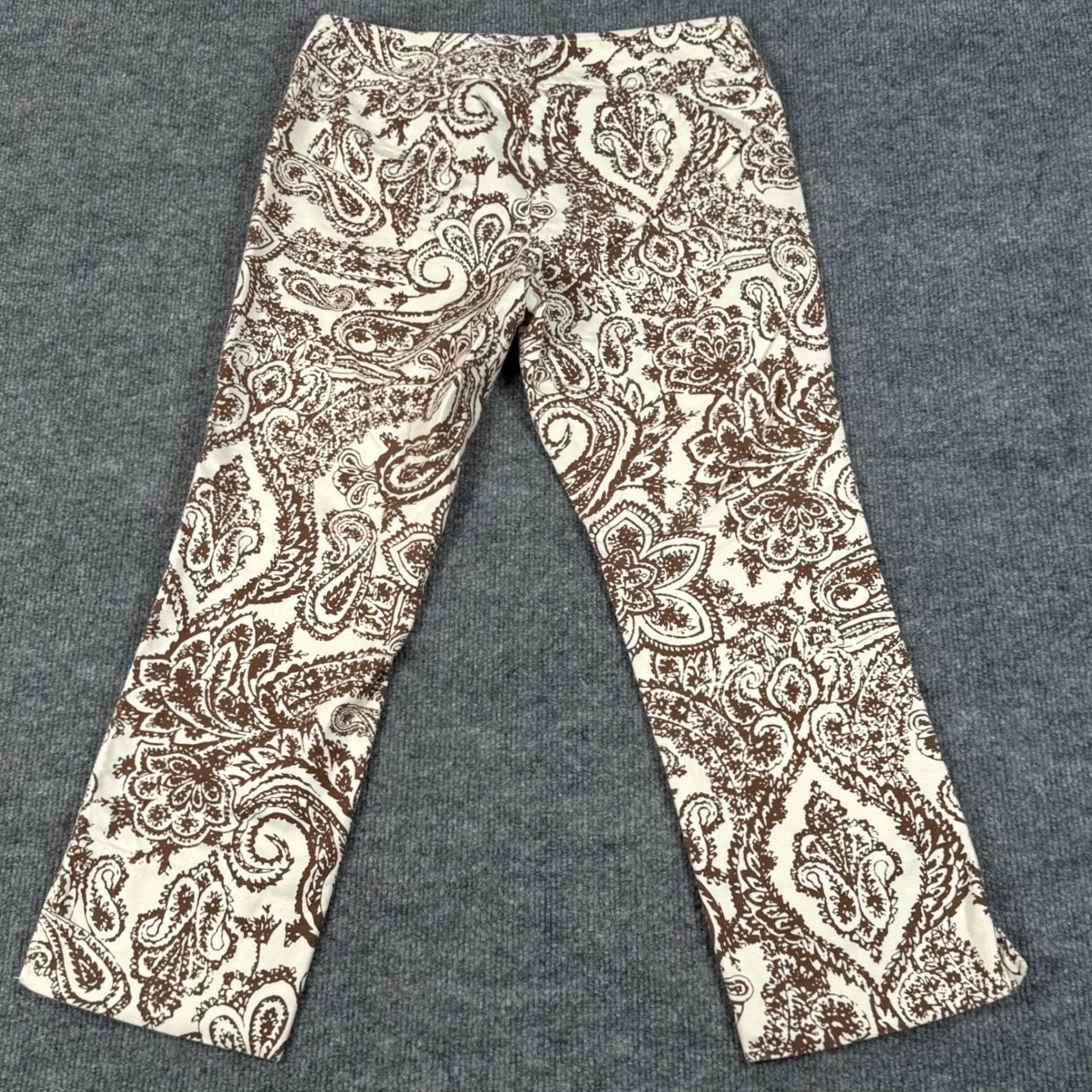 Gap Gap Retro Pants Capri Paisley Print Stretch Brown Beige Cropped Fall Women Size 2 Size 26" / US 2 / IT 38 - 4 Thumbnail