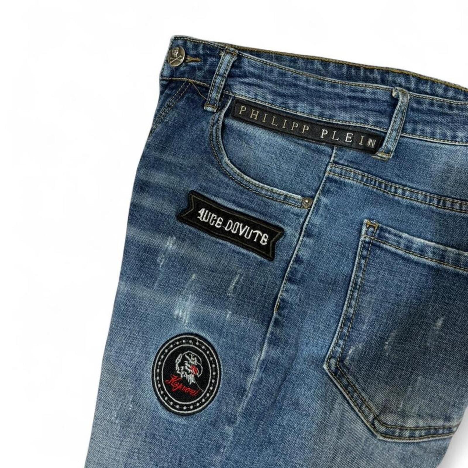 True Religion Philipp Plein blue jeans with patches with stretchable hem Size 30" / US 8 / IT 44 - 6 Thumbnail