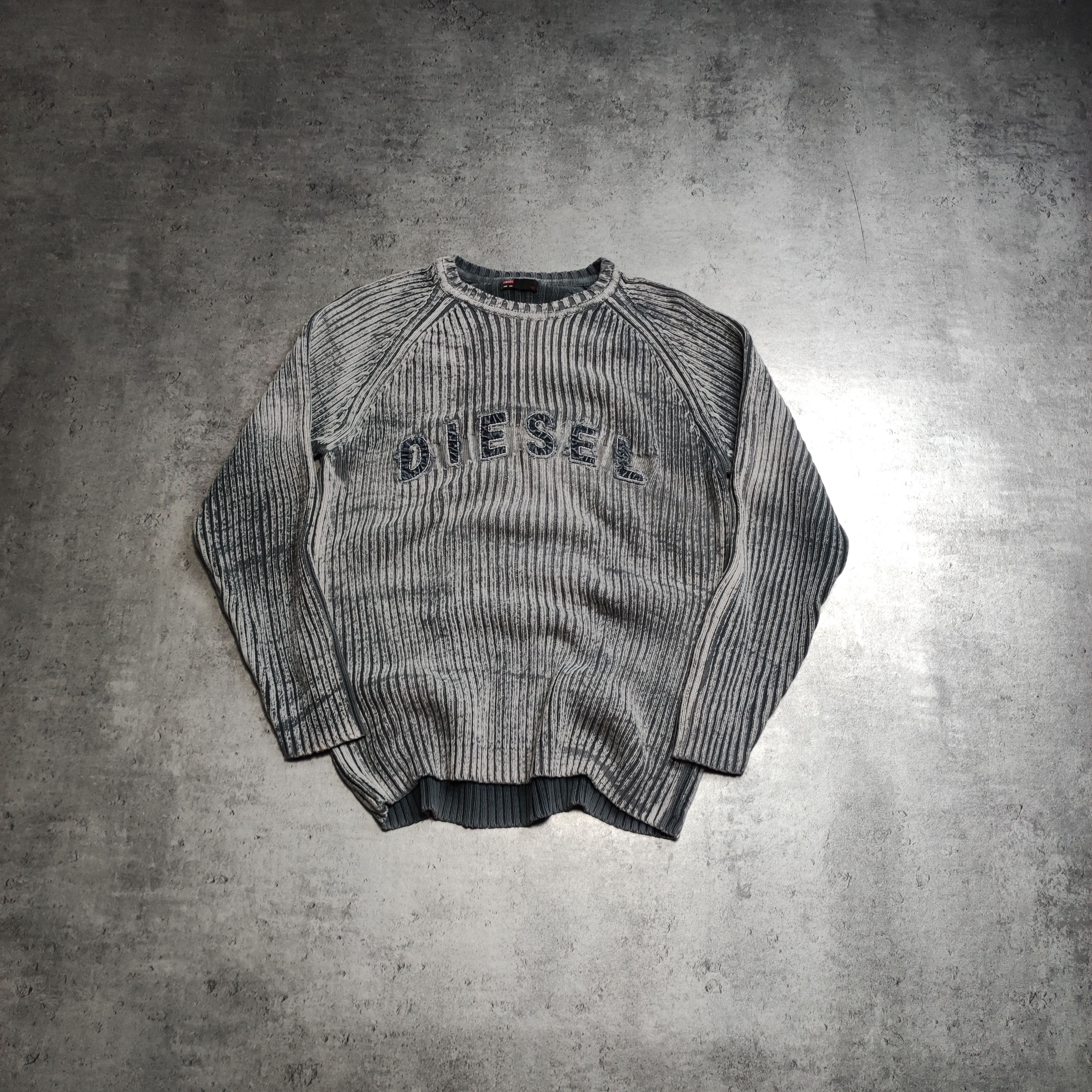 RARE Archive Y2k Dark Gray Denim Logo Diesel Knit Sweater