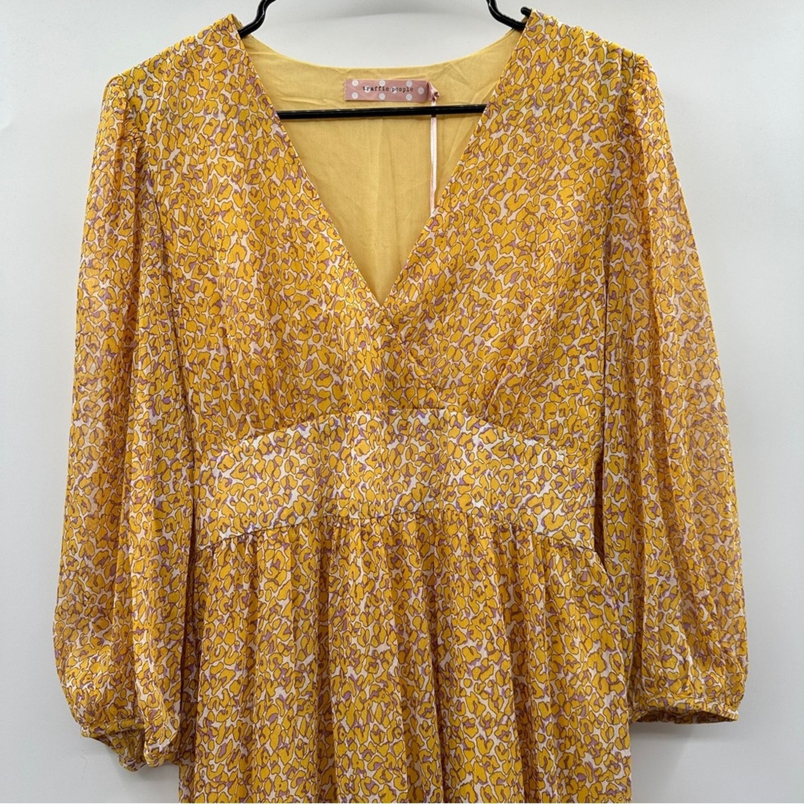 Other Traffic People Perk Things Up Yellow Printed Maxi Dress Size L / US 10 / IT 46 - 3 Thumbnail