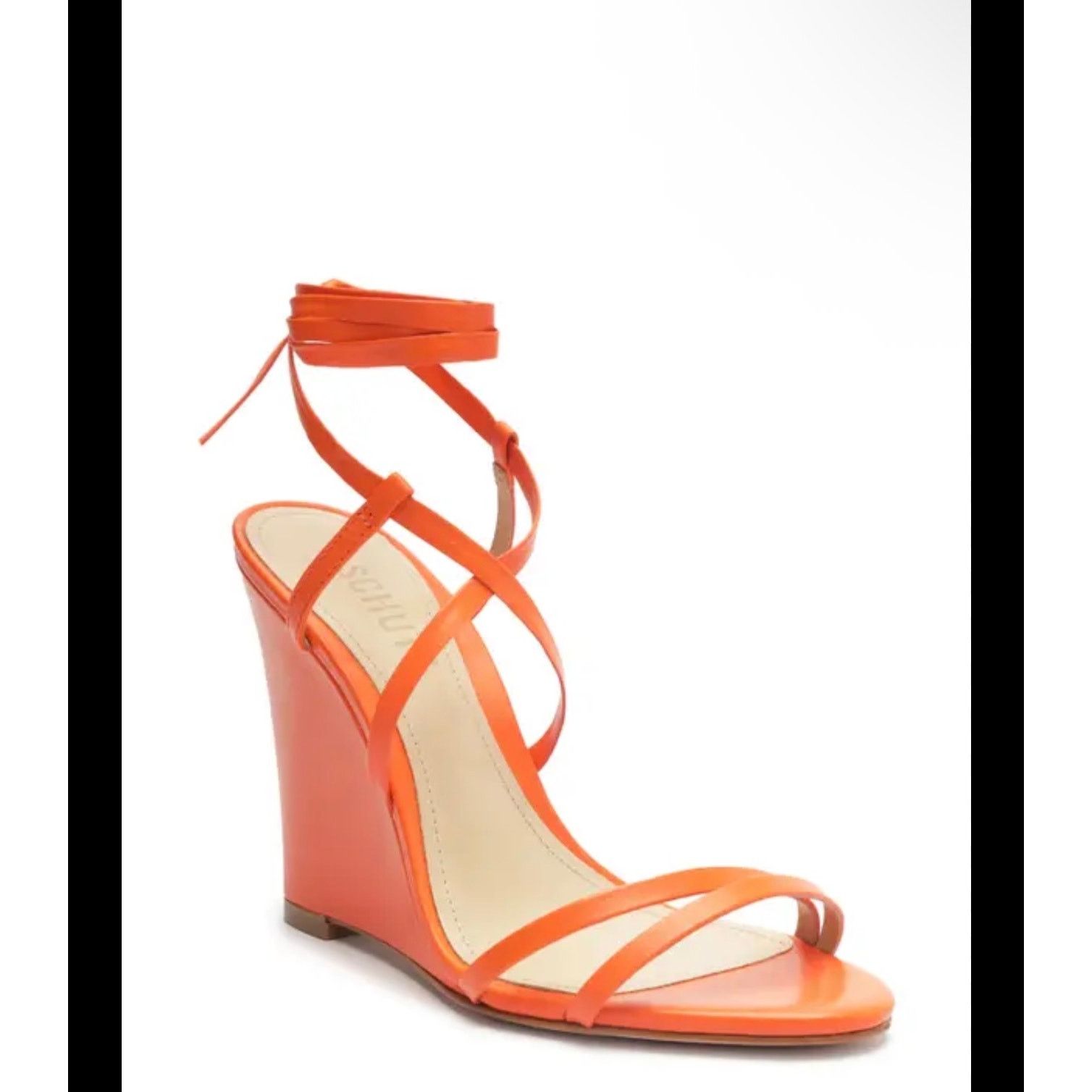 SCHUTZ Schutz Leather Heeled Sandals Deonne flame orange sz 7 Size US 7 / IT 37 - 1 Thumbnail