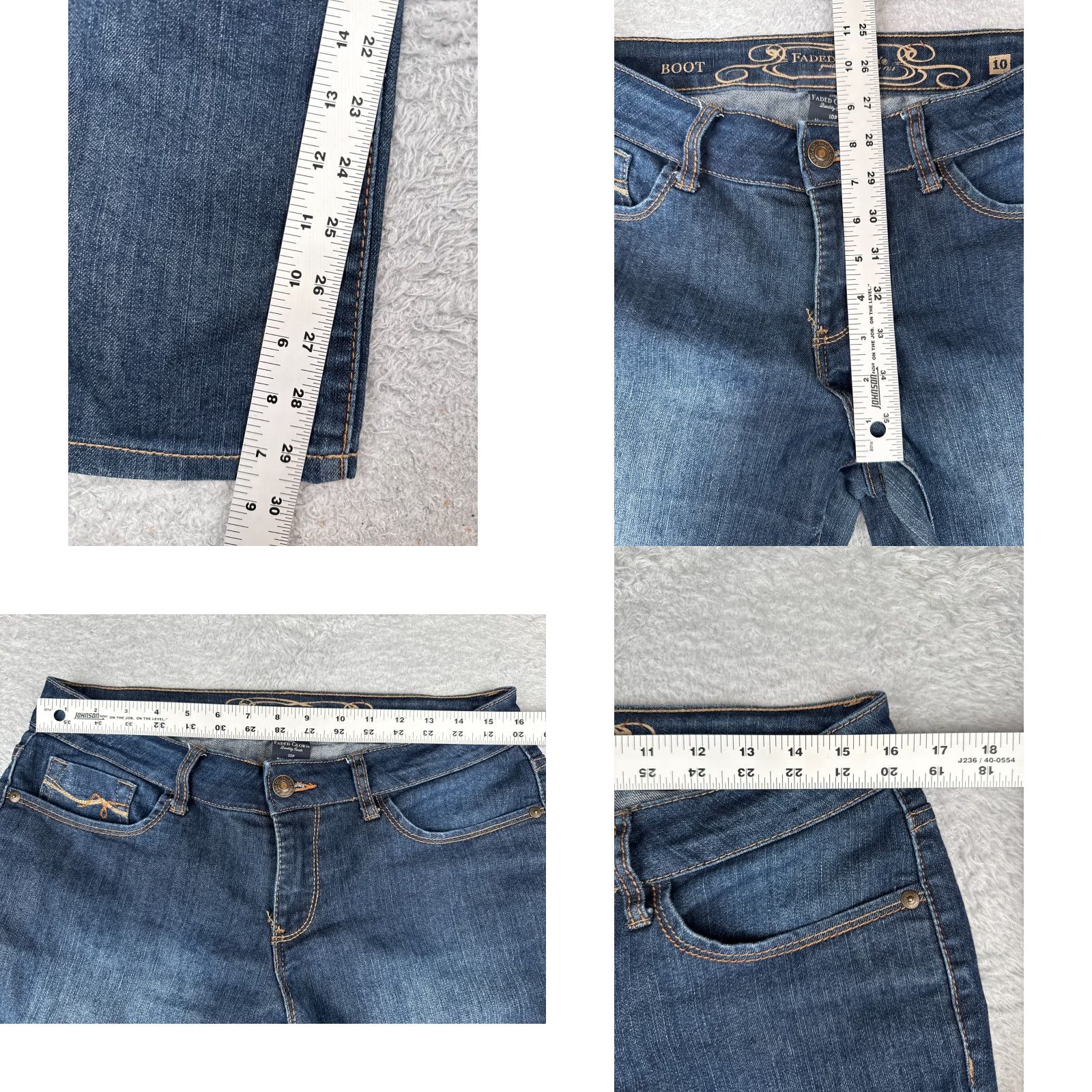 Faded Glory Faded Glory Jeans Womens 10P Blue Denim Stretch Bootcut Cotton Blend 32x30 Size 32" / US 10 / IT 46 - 8 Thumbnail