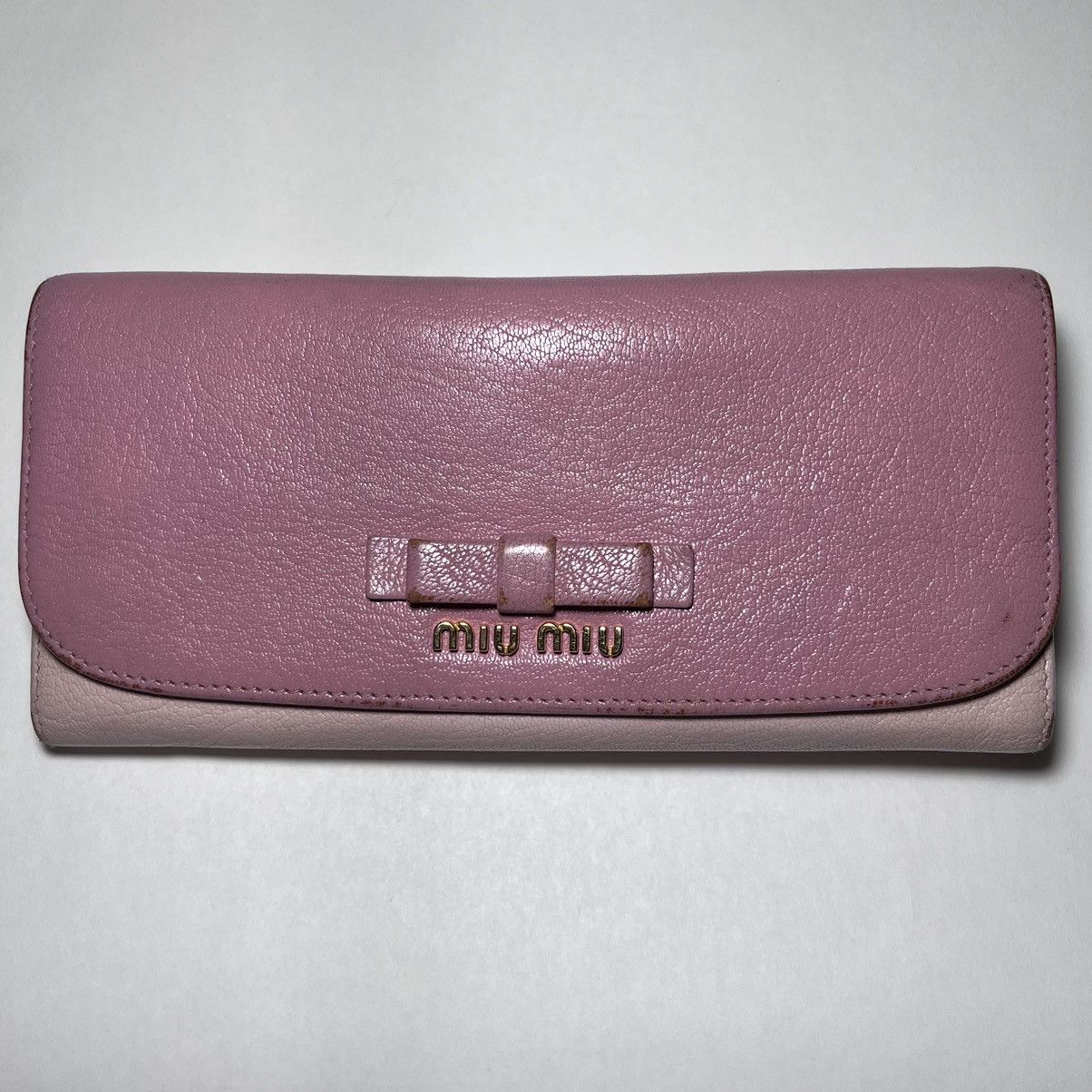 image of Miu Miu Madras Bicolor Continental Wallet In Pink, Women's